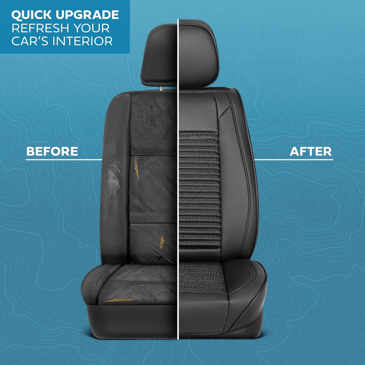 Elite Edition Faux Leather & All Weather Wicker Seat Covers for Cars, Trucks, & SUV - 2 Black Car Seat Covers for Front Seats - Universal Fit Car Accessories Automotive Interior Protector