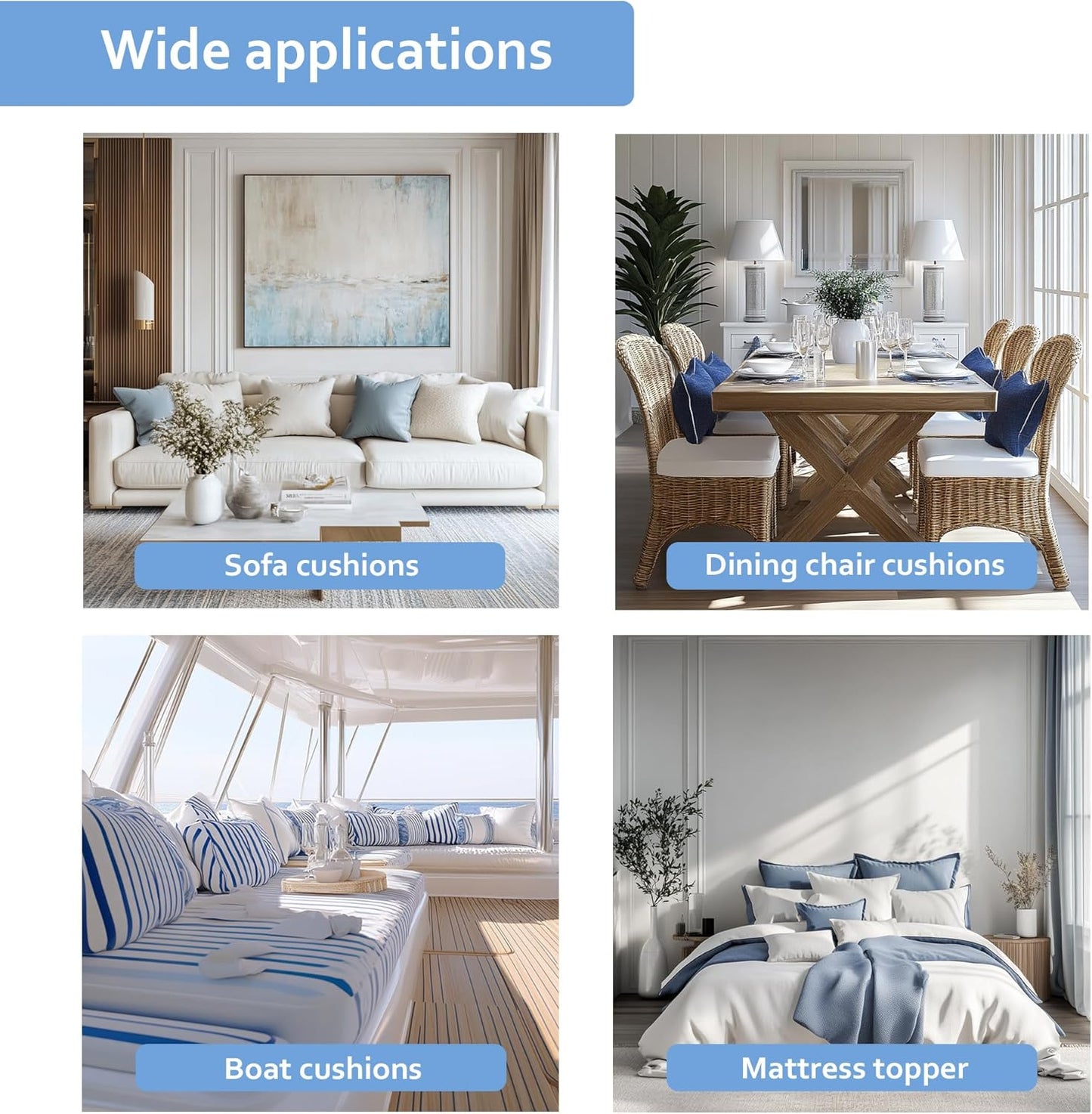 GoTo Foam 3" Height x 24" Width x 72" Length 36ILD (Semi-Firm) Upholstery Cushion Made in USA