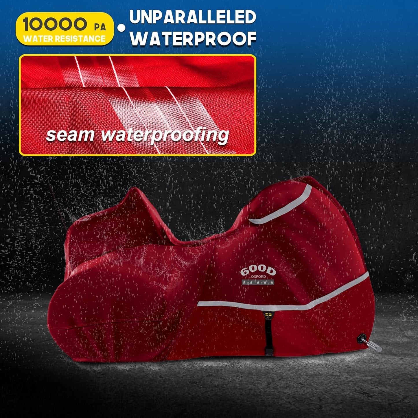 Rosefray Trike Cover,Motorcycle Cover Heavy Duty 600D Waterproof forTrike Models Harley Davidson freewheeler, Tri Glide, and CVO Version, Trike Goldwing, Chidftain, Challenger, Elite Storage,Red