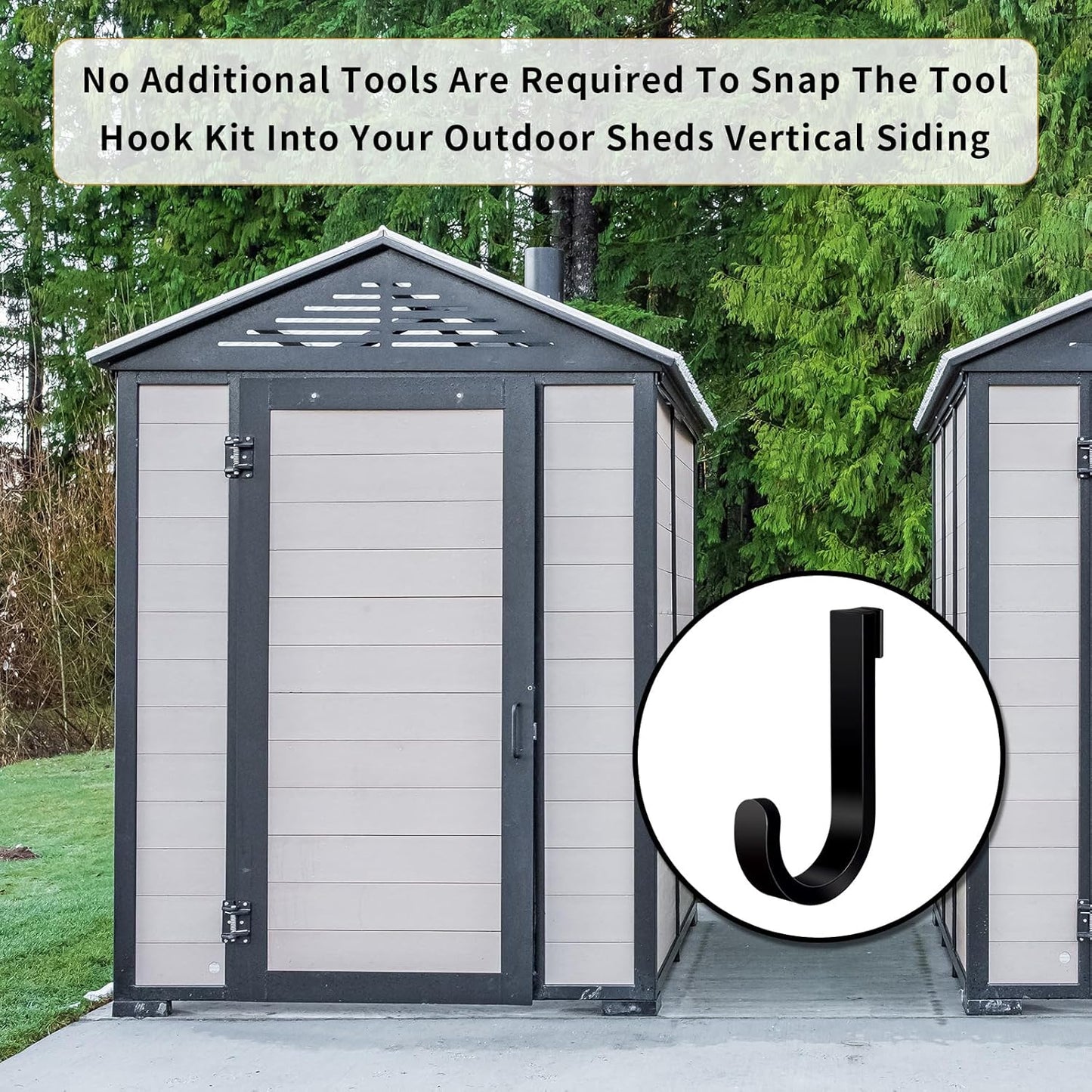 8 Pack Black J Shed Storage Hooks Storage Hooks Compatible with Lifetime Sheds Shed Accessories Organization Parts Hanging Home Office Garage Bathroom Dressing Rooms Wall-Mounted Coat Racks