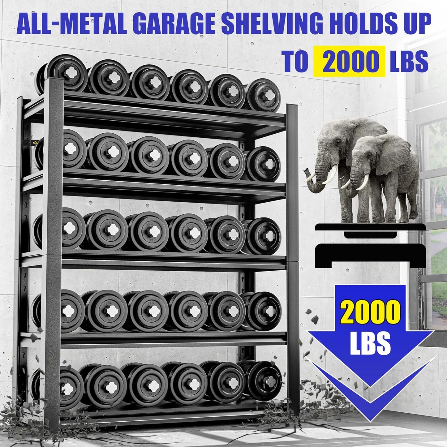 Garage Shelving Unit Rustproof 72" H3000bls Heavy Duty Storage Shelves Easy Assembly 5 Tier Adjustable Metal Steel Utility