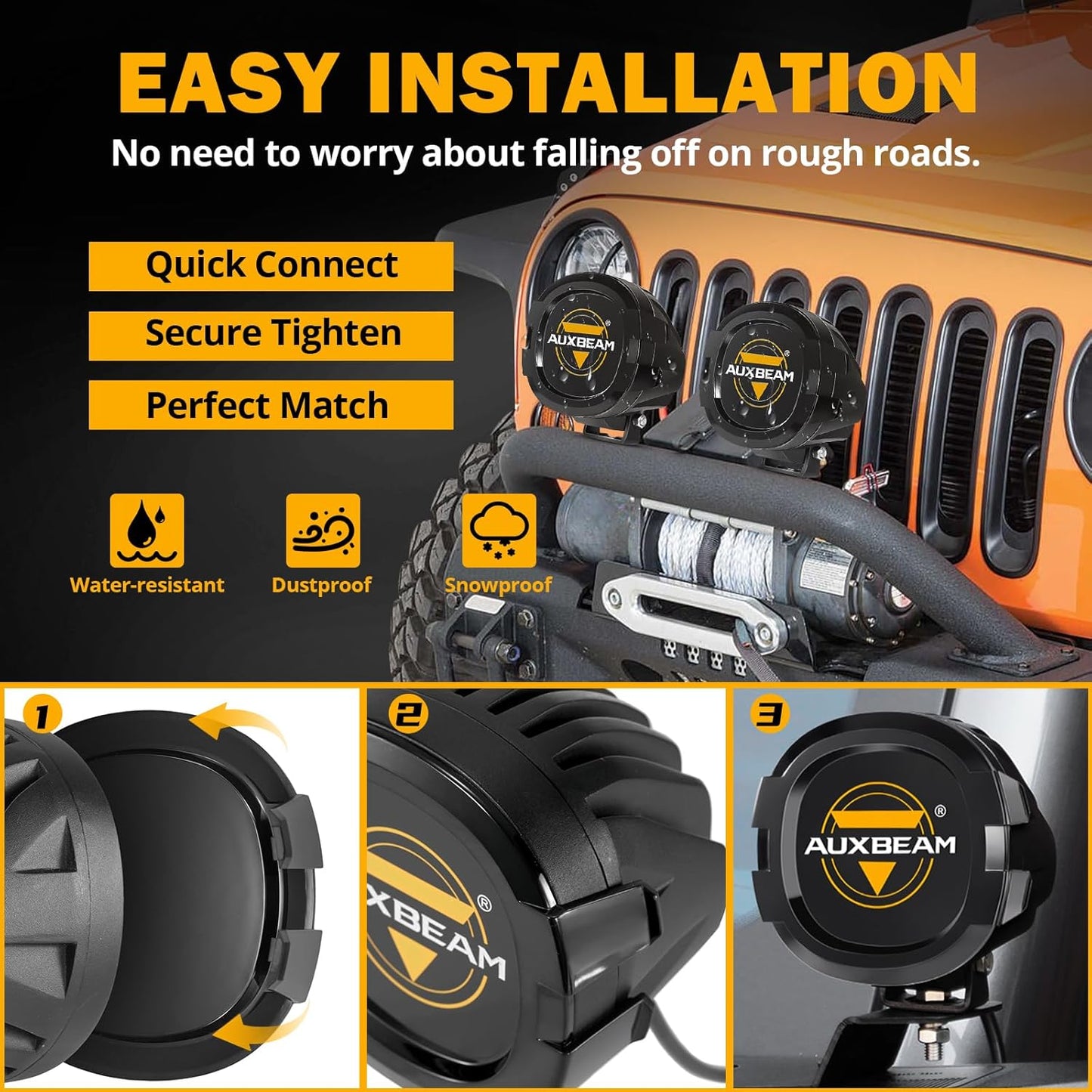 Auxbeam 4 inch LED Pod Covers, 2PCS Black Round Offroad Driving Work Lights PC Protective Covers, Light Bar Lens Covers Waterproof Dustproof for Truck SUV ATV UTV Jeep Wrangler Motorcycle