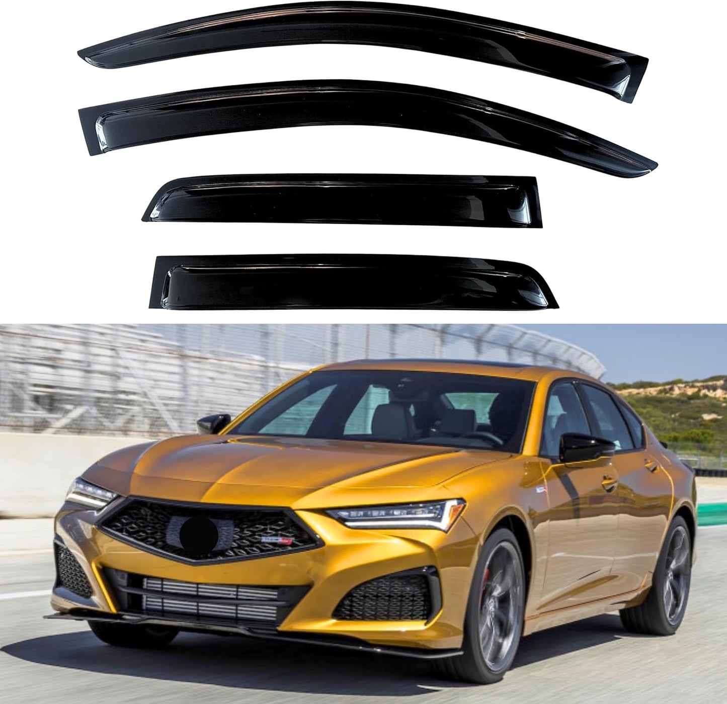 KPY Window Visor Compatible with Acura TLX 2021-2024, 4PC Rain Guard Side Window Vent Deflectors Tape-On Style, 2021 2022 2023 2024
