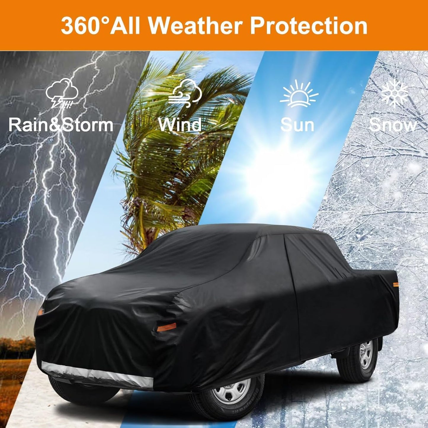Kayme Truck Cover Custom Fit Toyota Tundra(1999-2006) Regular Cab Long Bed. Full Exterior Heavy Duty Outdoor Pickup Truck Car Cover Waterproof All Weather.Car Tarp for Wind Sun Dust Protection.Black