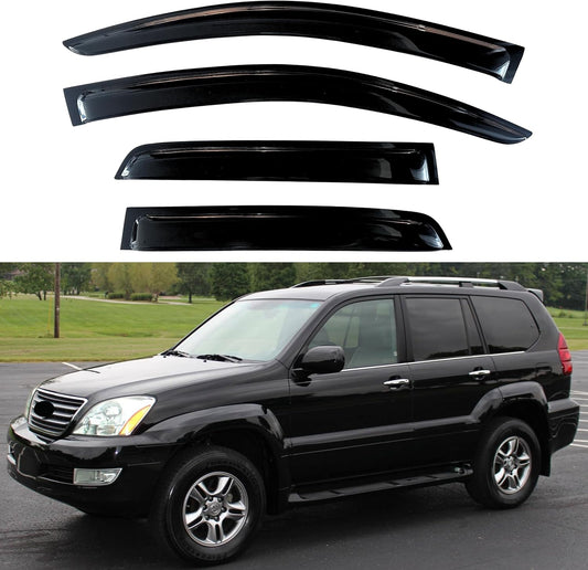 KPY Window Visors Compatible with Lexus GX470 2003-2009, 4PC Rain Guard Side Vent Deflectors Tape-On Style, 2003 2004 2005 2006 2007 2008 2009