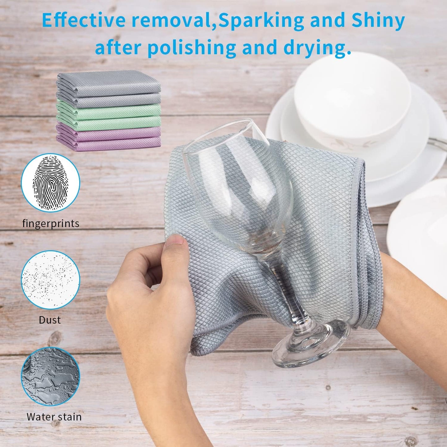 Fish Scale Streak Free Magic Glass Window Car Mirror Microfiber Cleaning Cloth Cleaner Cloths,Lint Free Stainless Steel Windshield Shower Cleaning Cloth,Miracle Polishing Towels Shiny Wipes,Pack 6,Mix