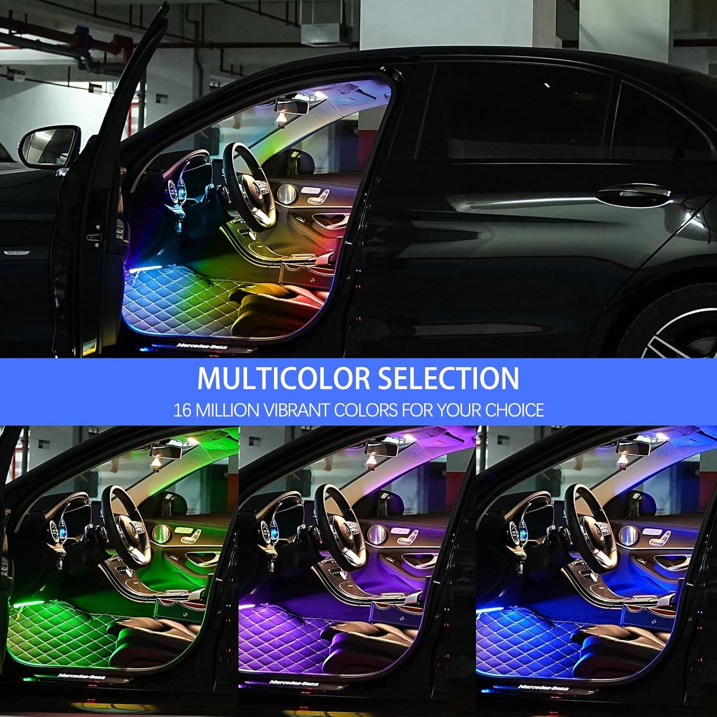 Upgrade Smart USB Dream Color Interior Car LED Strip Light with App Control, RGB Multi Color USB 5V Neon Atmosphere Ambient Night Strip Light Decorative Lamp for Cars with Music and DIY Mode(D72LEDs)