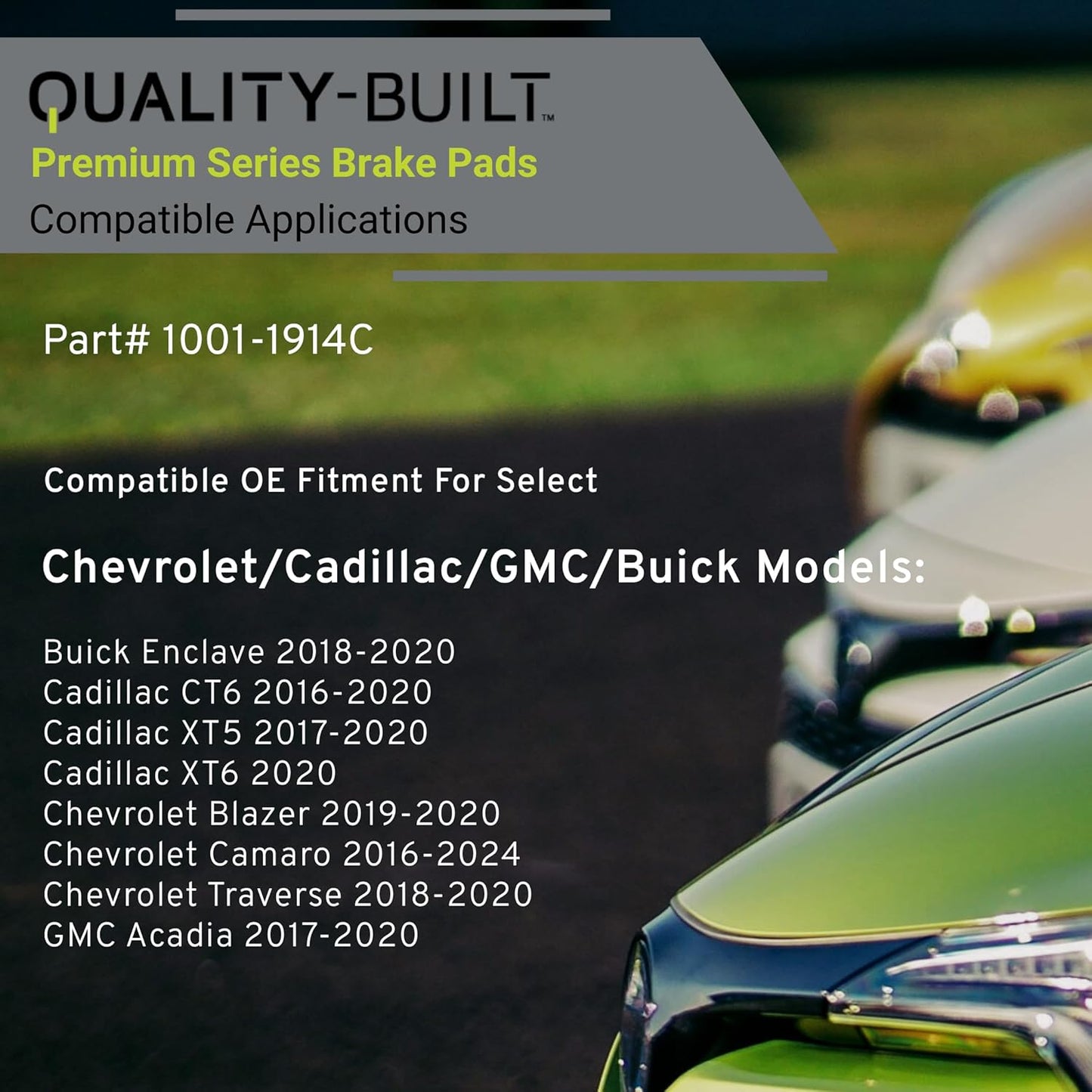 Premium Ceramic Rear Brake Pads (1001-1914C) Compatible with 2016-2024 Buick/Cadillac/Chevrolet/GMC (Acadia/Blazer/Camaro/CT6/Enclave/Traverse/XT5/XT6)