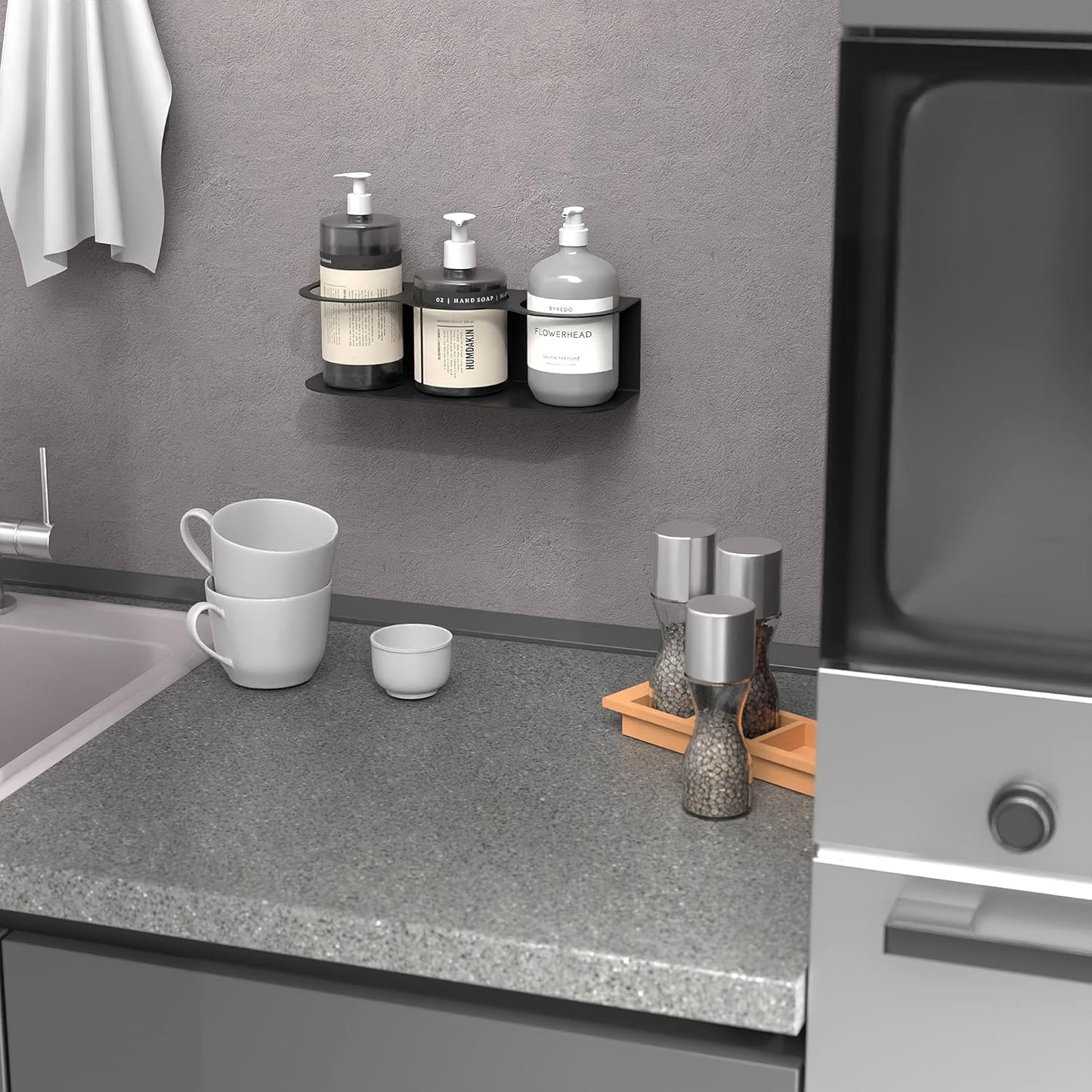 Koova 3 All-Purpose Spray Bottle Holder | Easy Install Wall Mount Hardware Included | Heavy-Duty Powder Coated Steel Storage Rack for Garage And Home | Craft Workspace Paint Bottle Organizer USA Made