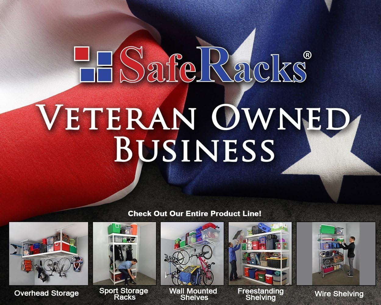 SafeRacks Wall Shelves - 2 Pk 12"x36" Wall Mountable Shelving Unit for Storage Rack, Pantry Shelves, or Utility Shelving, Heavy Duty Shelves w/ 4 Versatile Accessory Hooks, 300lbs Capacity, Hammertone