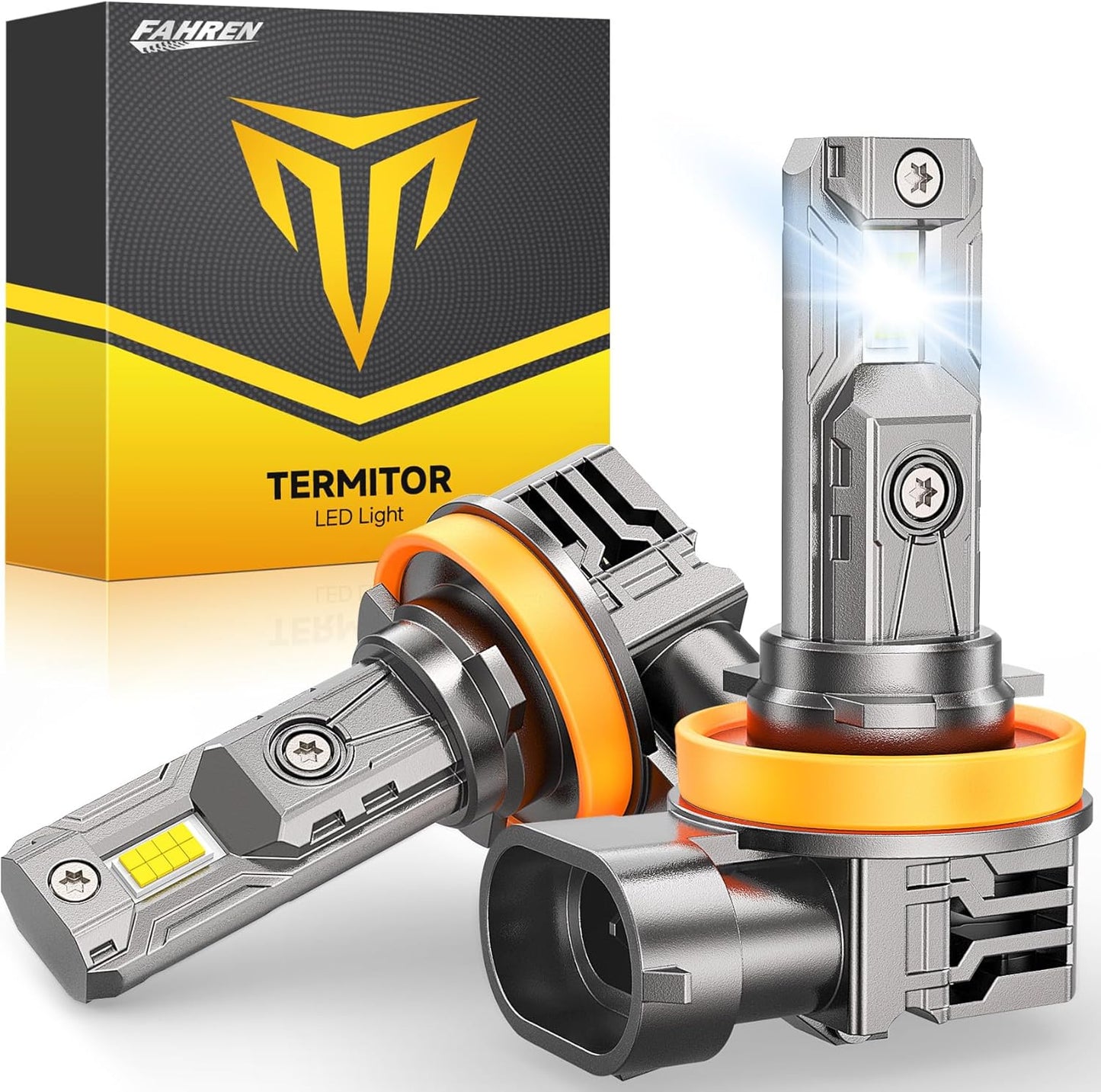 FAHREN Upgraded H11/H9/H8 Light Bulb, 40000LM Ultra-Bright Real 1:1 Mini Size H11, 6500K Cool White H11 light, Quick Install No Adapter Needed, Pack of 2