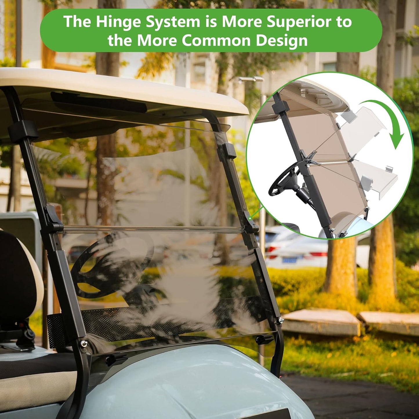 10L0L Golf Cart Windshield for Club Car Precedent 2004-Up, Tempo, 2017-Up Onward, Clear/Tinted Fold Down Club Car Windshield Anti-UV Impact Resistant - 37.5"W X 33.6"H