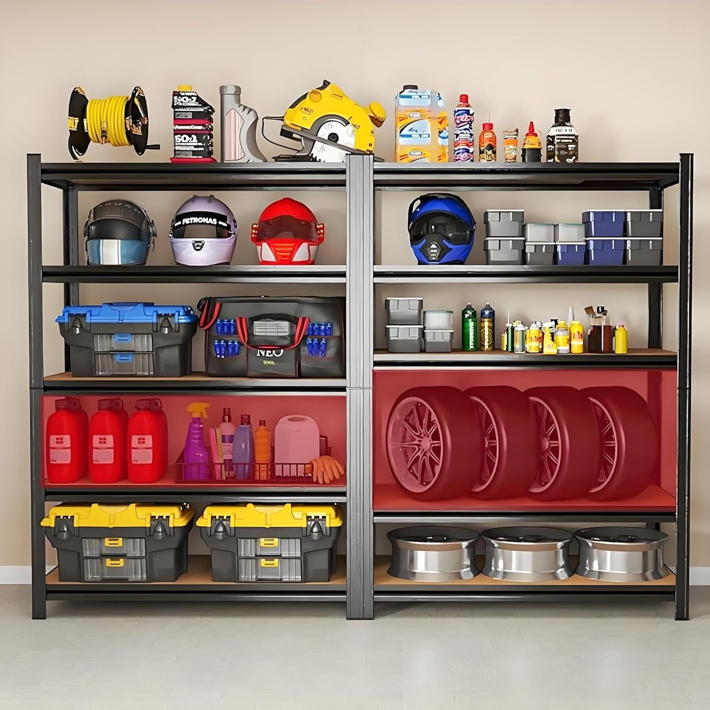 Garage Shelves, 72”H Adjustable Shelves for Garage/Basement/Warehouse, Heavy Duty Metal Storage and Organizer Rack, 5-Tier Tall and Large Organizing Shelf, 71.2”H×35.4”W×15.8”D
