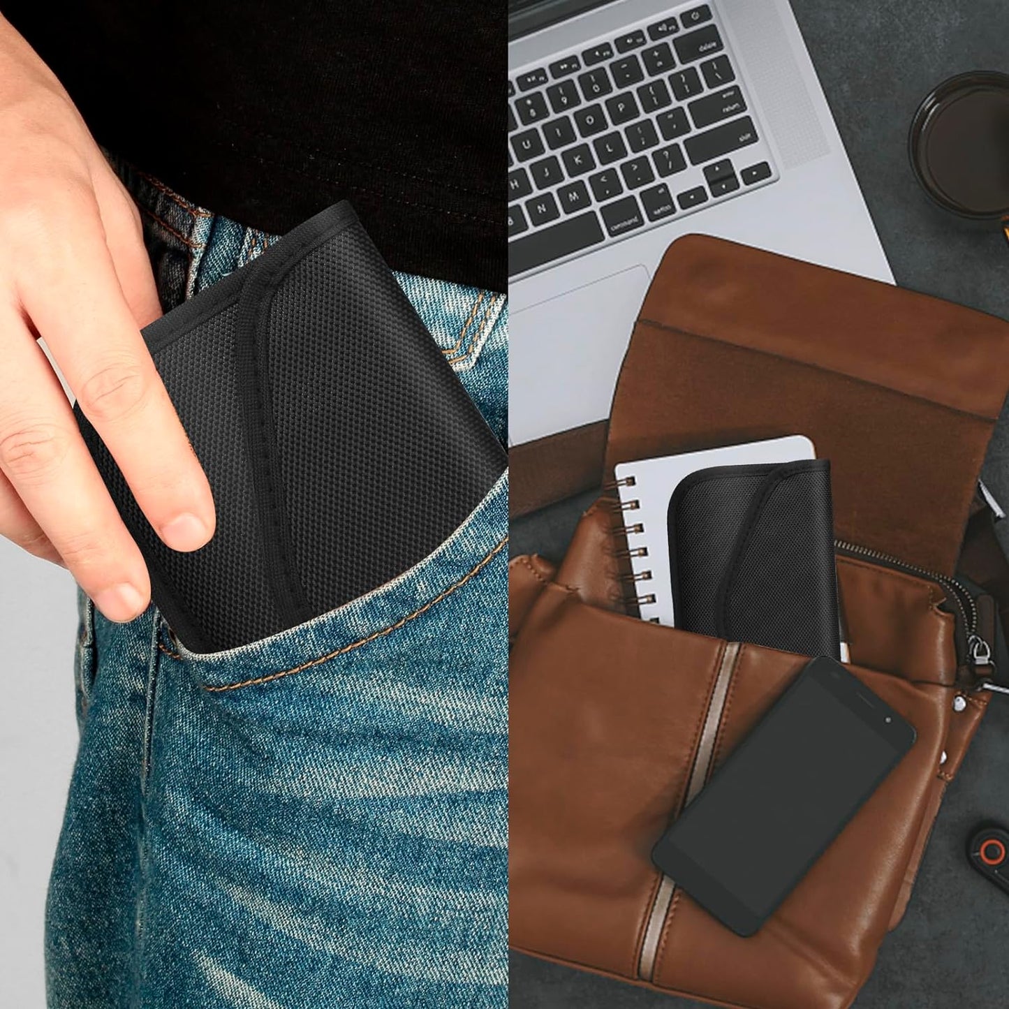 Faraday Bag 2 Pack of RFID Signal Blocking Bag Shielding Pouch Wallet and Credit Card Case for Cell Phone Privacy Protection and Car Key FOB