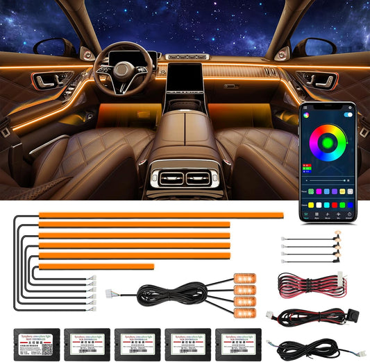 WEBUPAR Acrylic Interior Car Lights, Car Accessories 14 in 1 Car LED Strip Lights with APP Control