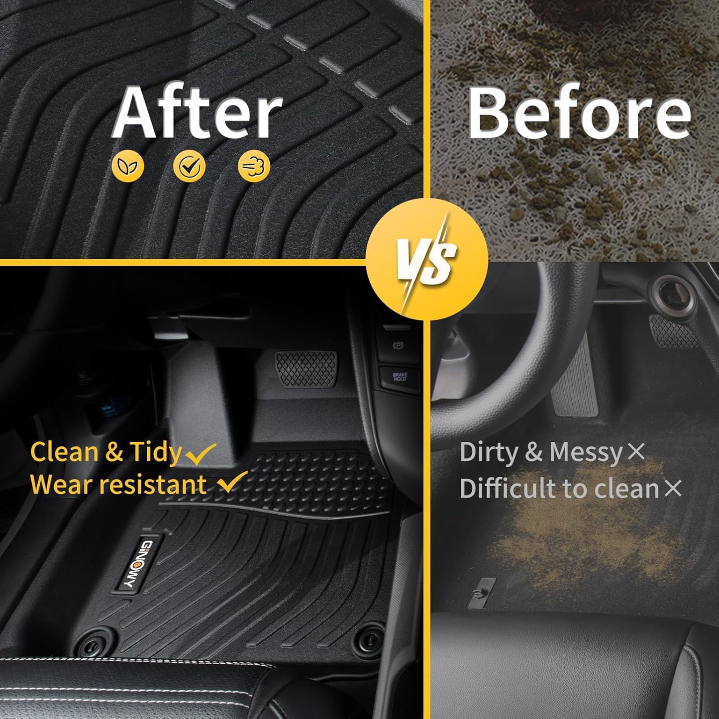 GINOWY- Floor Mats & Cargo Liner for Lincoln Nautilus 2019-2023 & MKX 2016-2018 TPE All Weather Nautilus Car Mats Anti-Slip Trunk Mat Waterproof Car Accessories Floor Liners Black