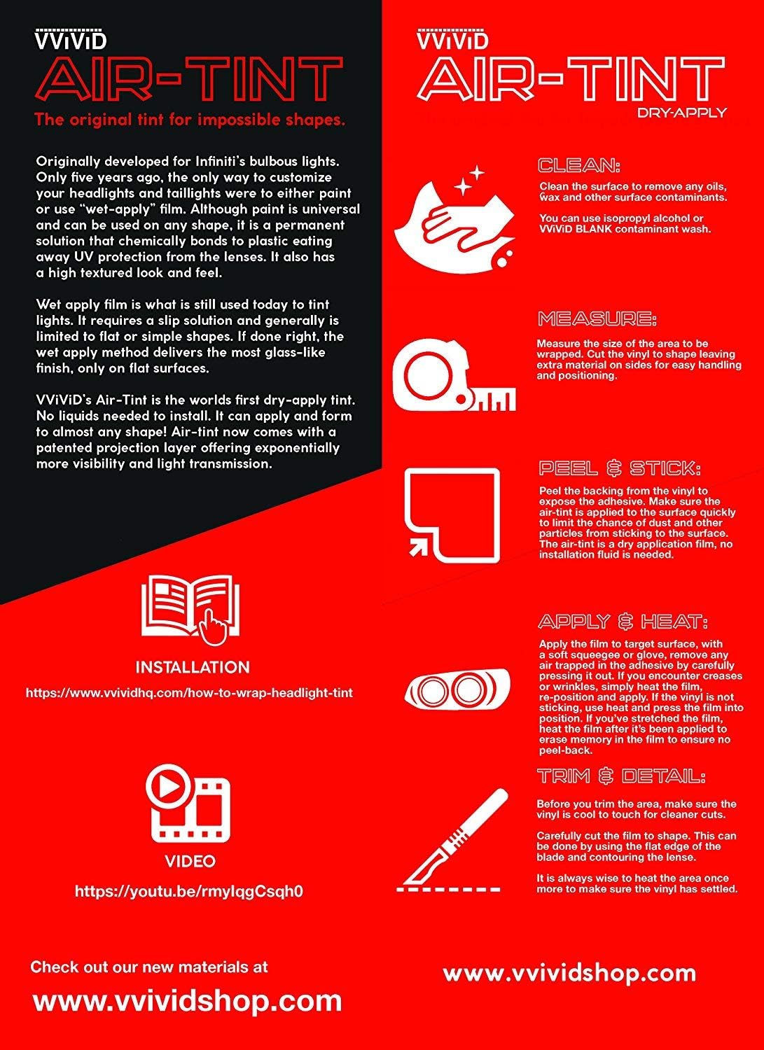 VViViD Air-Tint Headlight/Tail Light Tint (12" x 48", Blue)