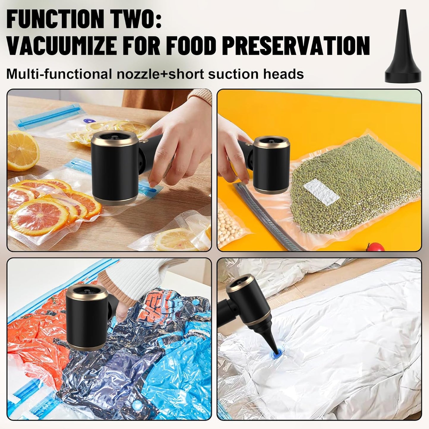 Cozylady Handheld Car Vacuum Portable Cordless, 16000PA High Power 4 in 1 Vacuum Cleaner & Air Duster & Air Blower with 4000mAh Brushless Motor and Multi-Nozzles for Car, Home, Office, Camping, Pet1