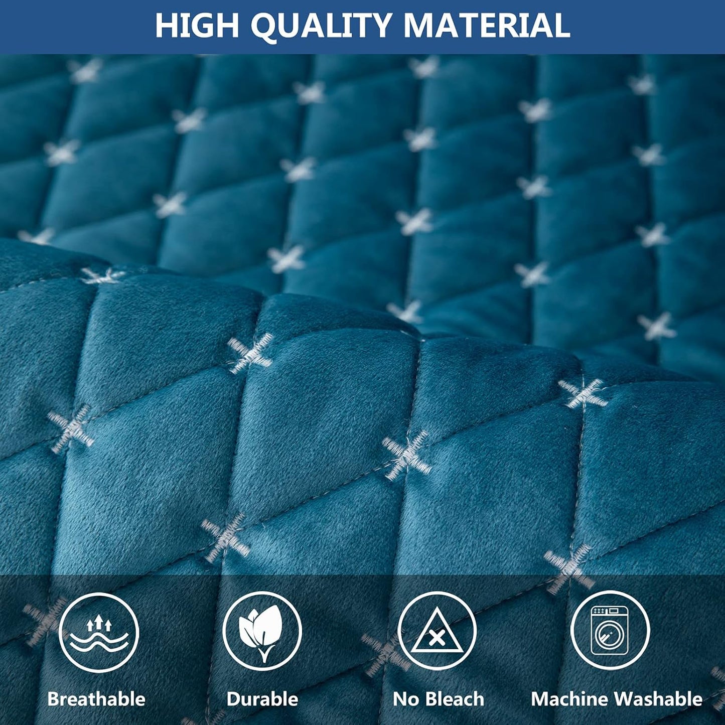 Eismodra Couch Cover,Sectional Couch Covers,Sofa Covers for 3 Cushion Couch,Anti-Slip Sofa Slipcovers for Dogs Cats Kids Loveseat Recliner L Shaped Armrest Backrest,Blue 36''x82''(Only 1 Piece)