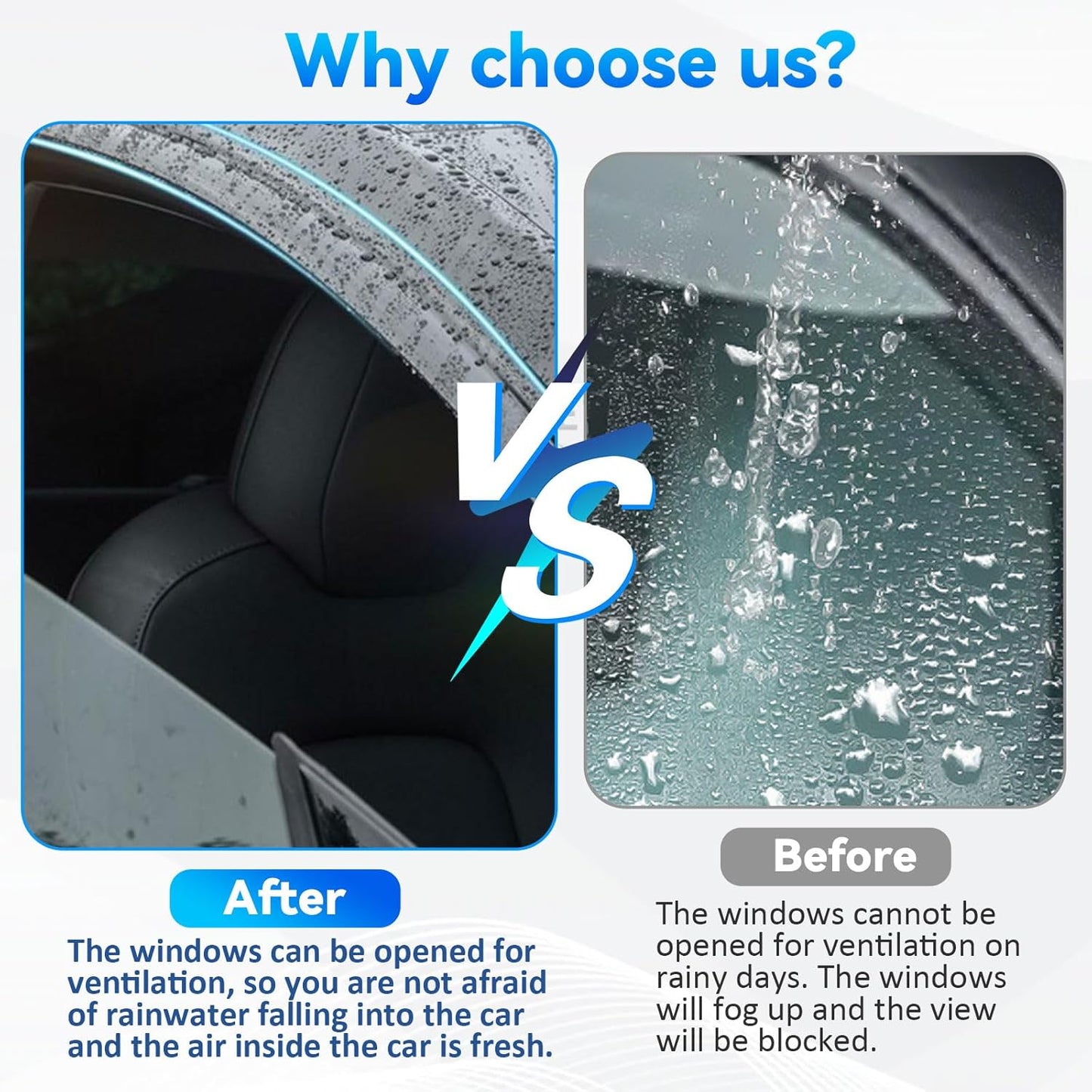 4pcs Front+Rear Smoke Tint Sun/Rain Guard Outside Mount Tape-On Vent Window Visors Compatible with 08-17 Enclave