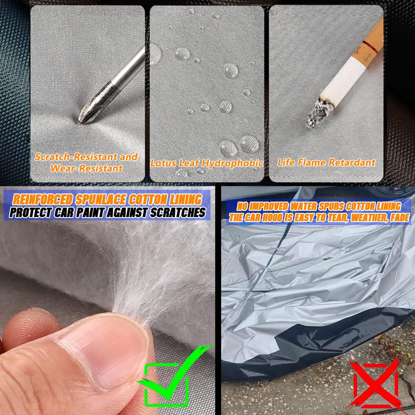 Breathable New Material, Waterproof Car Cover, Locks and Zipper Doors, Sunscreen Waterproof UV Prevention Snowproof Wind and Windproof,Suitable for Indoor Outdoor,for Sedan (197" to 208") C4