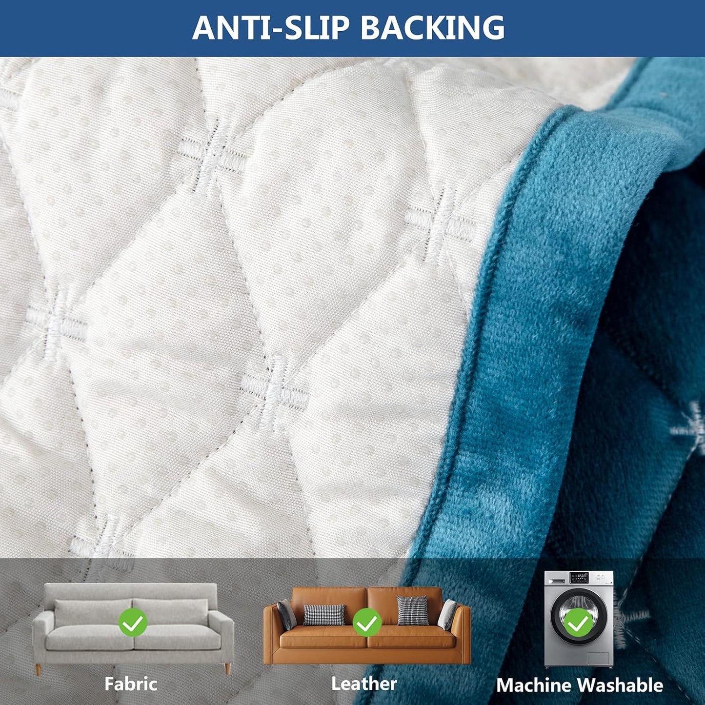 Eismodra Couch Cover,Sectional Couch Covers,Sofa Covers for 3 Cushion Couch,Anti-Slip Sofa Slipcovers for Dogs Cats Kids Loveseat Recliner L Shaped Armrest Backrest,Blue 36''x36''(Only 1 Piece)