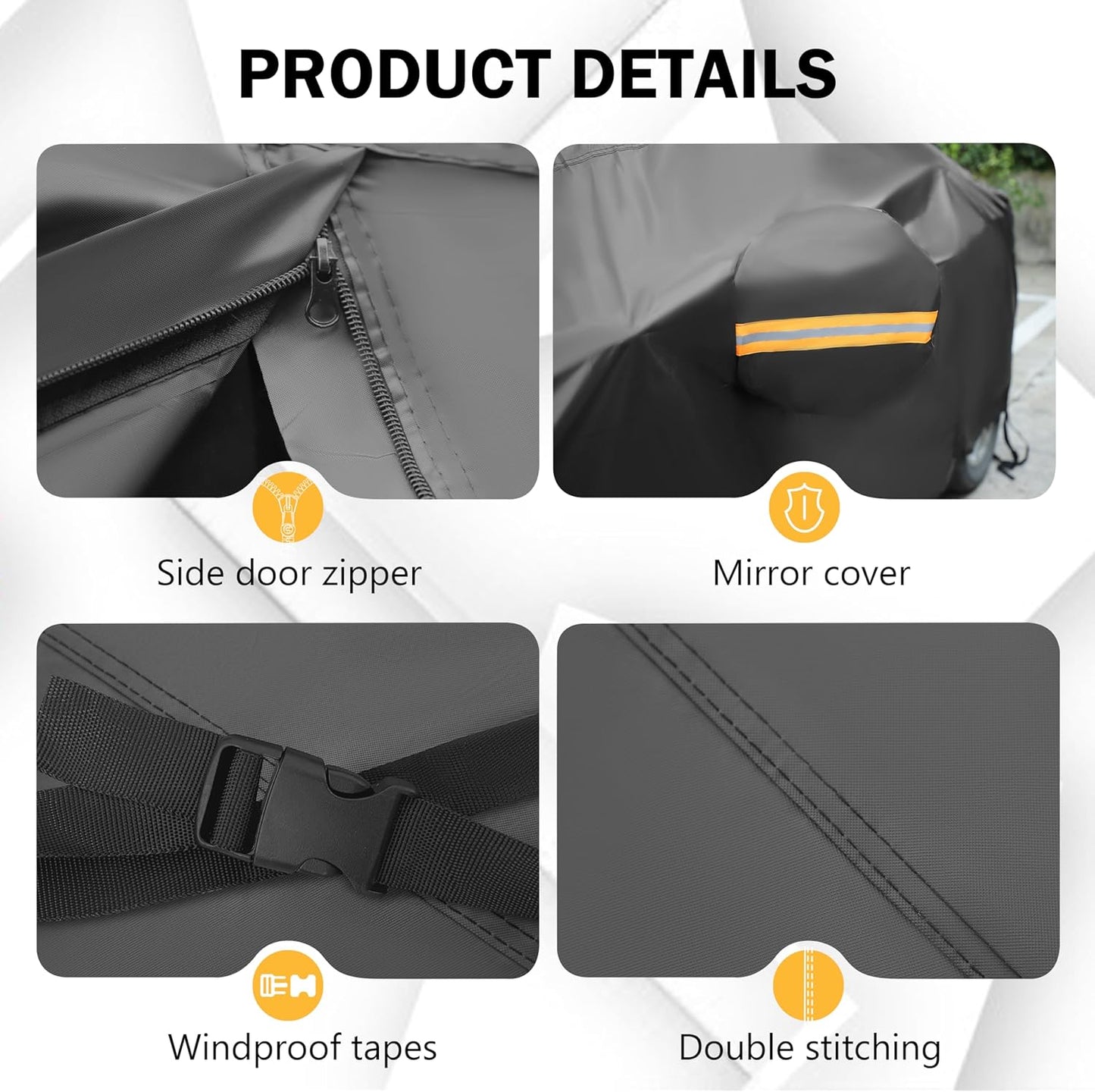 MORNYRAY Compatible with Toyota RAV4,Car Cover Outdoor Waterproof Sun Rain Snow Hail Protection with Driver Door Zipper (Black, Custom Fit Toyota RAV4)