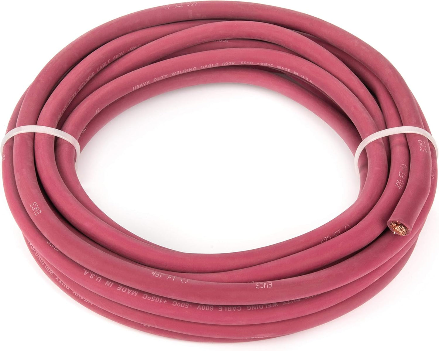 EWCS 2 Gauge Premium Extra Flexible Welding Cable 600 Volt - Red - 15 Feet - Made in The USA
