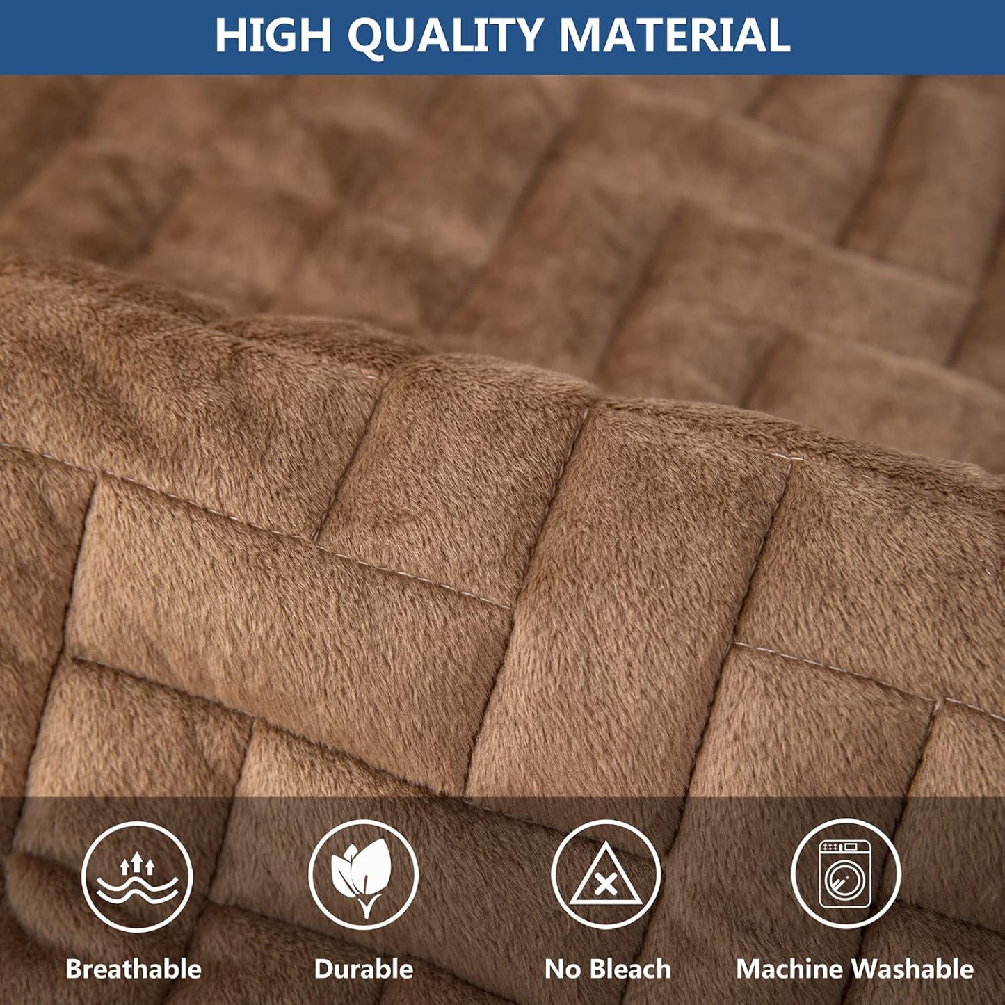 Eismodra Couch Cover,Sectional Couch Covers,Sofa Covers for 3 Cushion Couch,Anti-Slip Sofa Slipcovers for Dogs Cats Kids Loveseat Recliner L Shaped Armrest Backrest,Brown 36''x36''(Only 1 Piece)