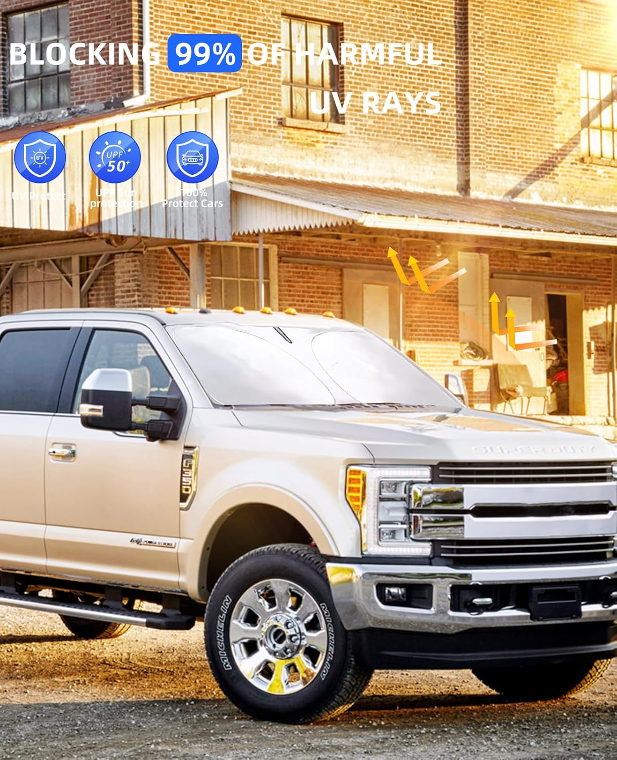 for F150 Sunshade Windshield Sun Shade for Ford F150 2015-2026 F250 F350 F450 Windshield Cover Super Crew Cab, Platinum, XL Raptor Accessories Custom-fit 2Dr Pickup Sun Visor Protector 240T Reflector