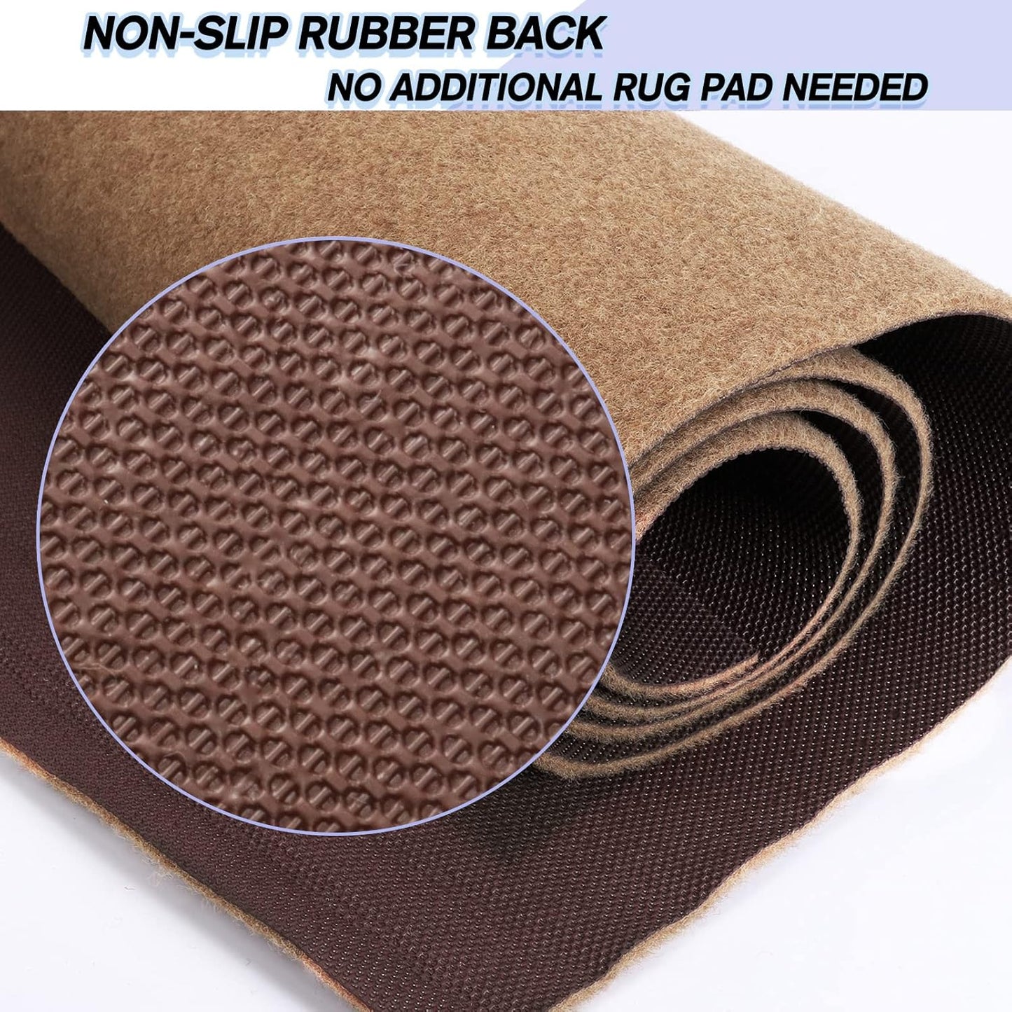 Custom Size Backed Non-Slip Area Rugs Runner, Easy Clean, Waterproof Runner Rugs for Hallway Entryway, Kitchen, Laundry, 2FT x 51FT, Beige