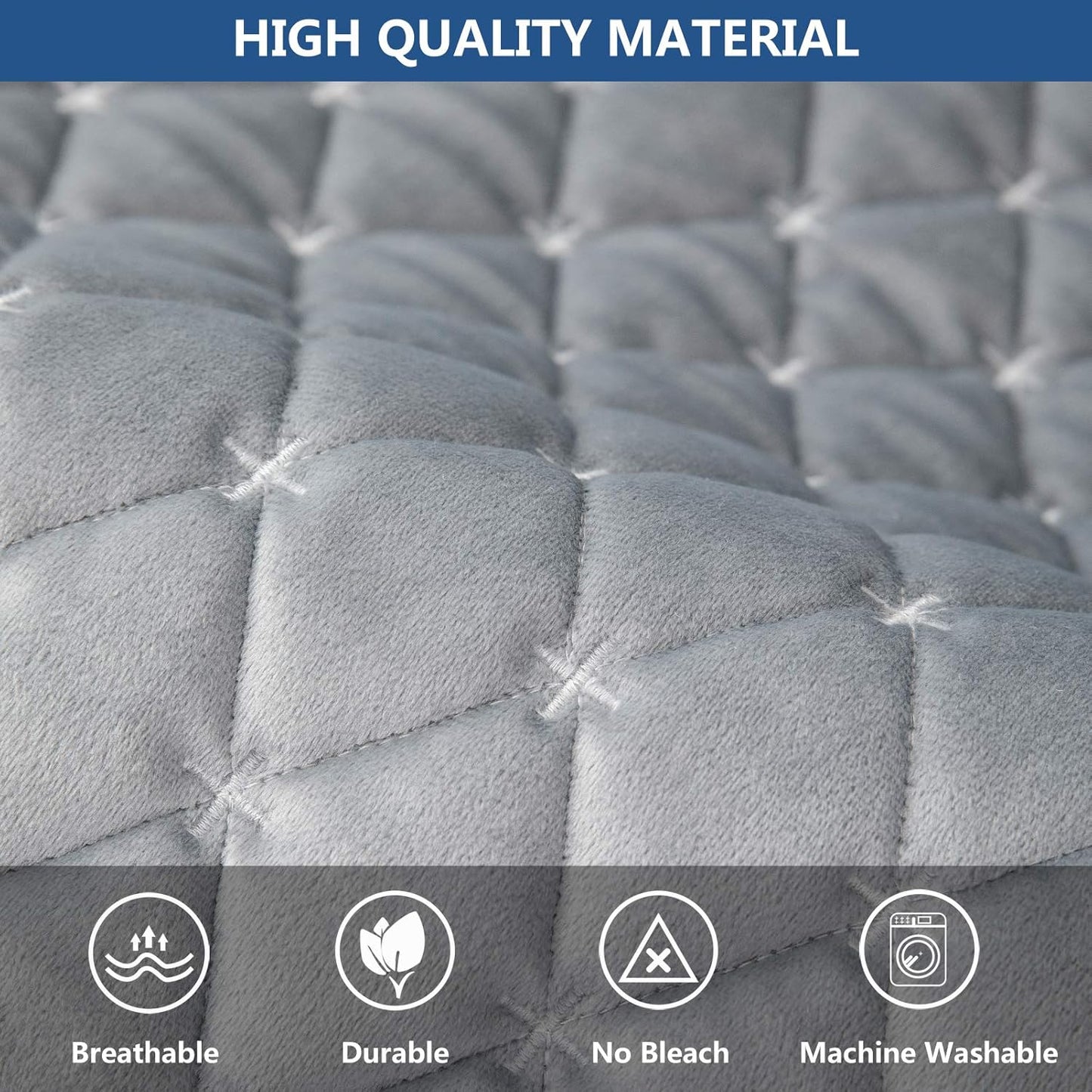 Eismodra Couch Cover,Sectional Couch Covers,Sofa Covers for 3 Cushion Couch,Anti-Slip Sofa Slipcovers for Dogs Cats Kids Loveseat Recliner L Shaped Armrest Backrest,Light Gray 43''x94''(Only 1 Piece)