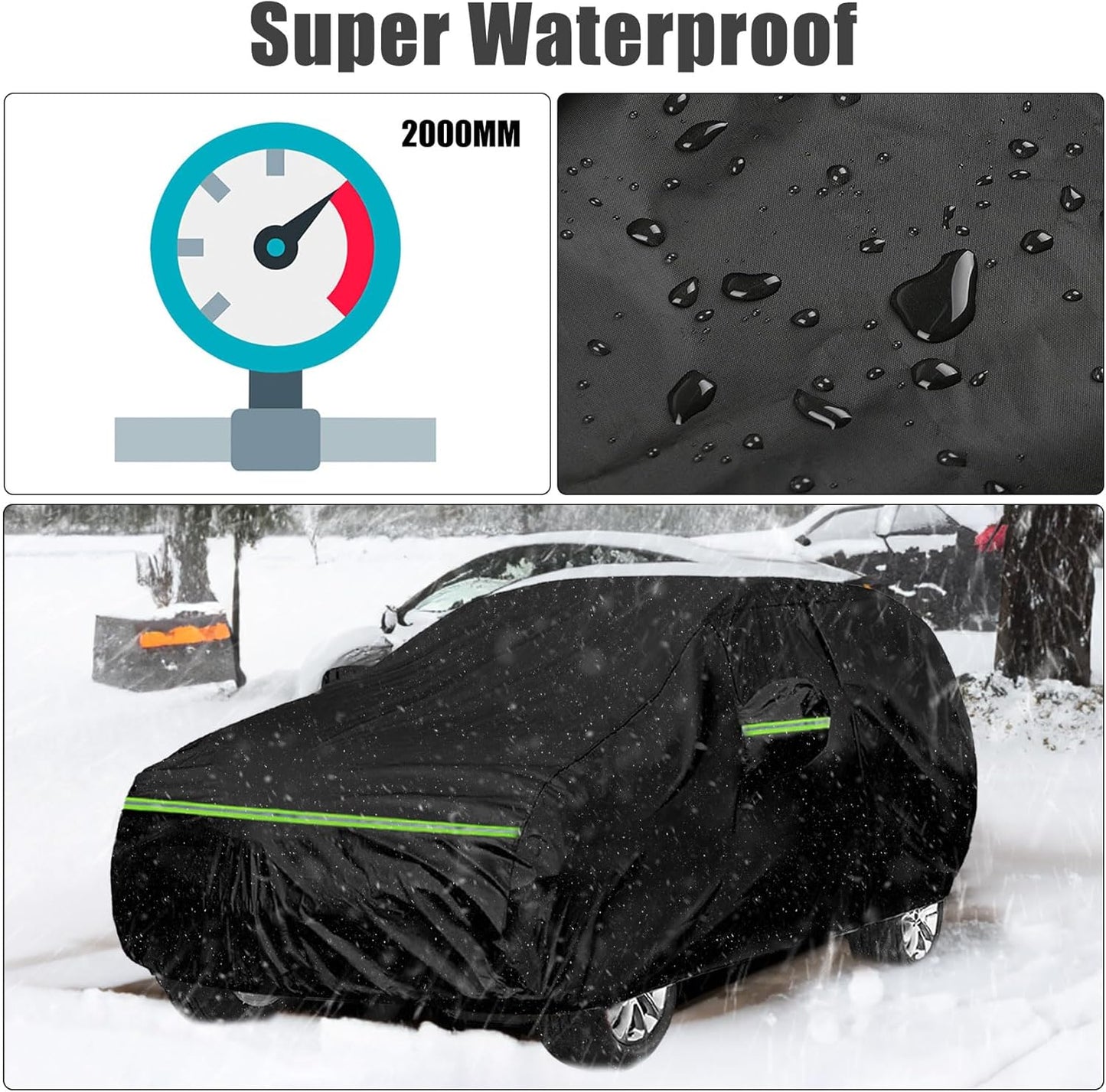 Waterproof Car Cover Compatible with Toyota Venza 2009-2024, Black 210T Inside Cotton Cover with Door Zippers for Snow Rain Dust Outdoor Protection