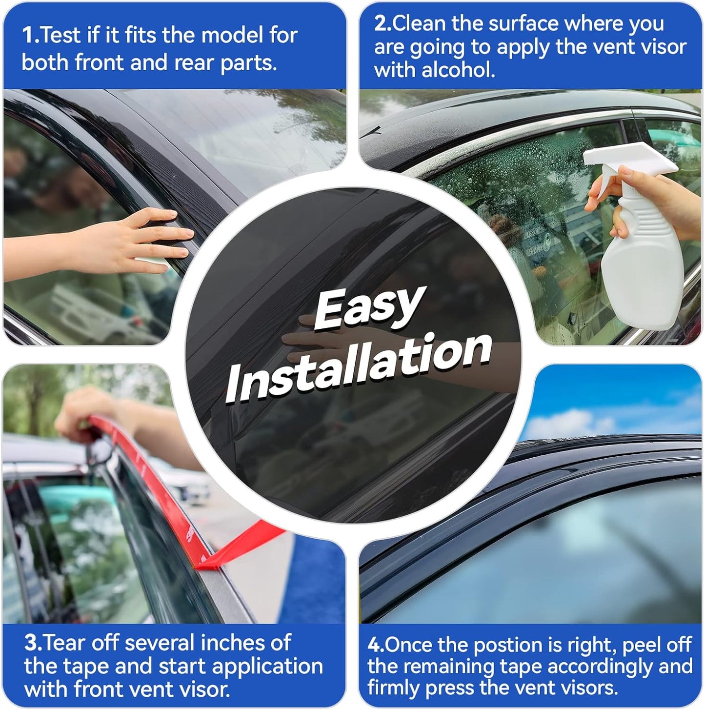 Window Visors Rain Guards for 2019-2025 Toyota Corolla Hatchback, Out-Channel Window Vent Wind Deflectors Visors Shades for 19 20 21 22 23 24 25 Corolla Hatchback