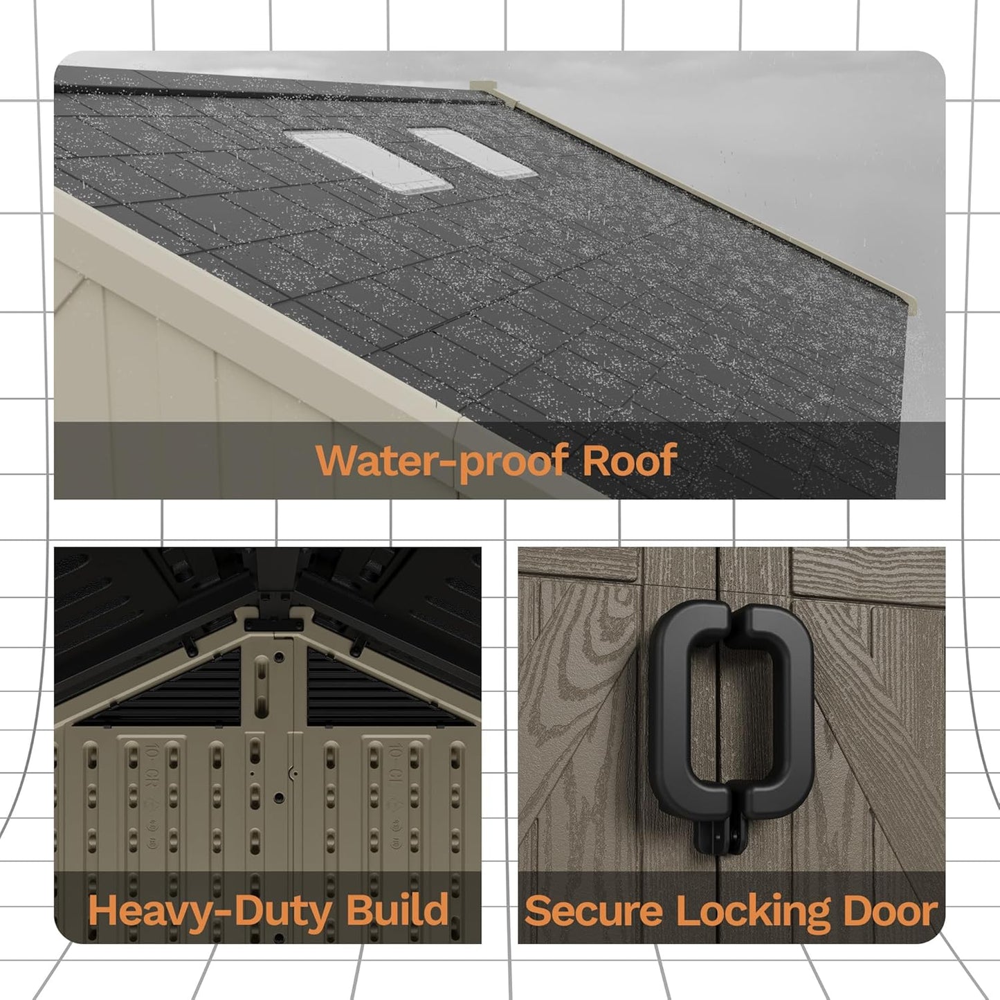 Devoko 10 x 10 FT Plastic Outdoor Storage Shed with Windows, Resin Tools Shed with Floor Large Storage Garden Shed for Patio,Garden, Backyard, Lawn, Beige