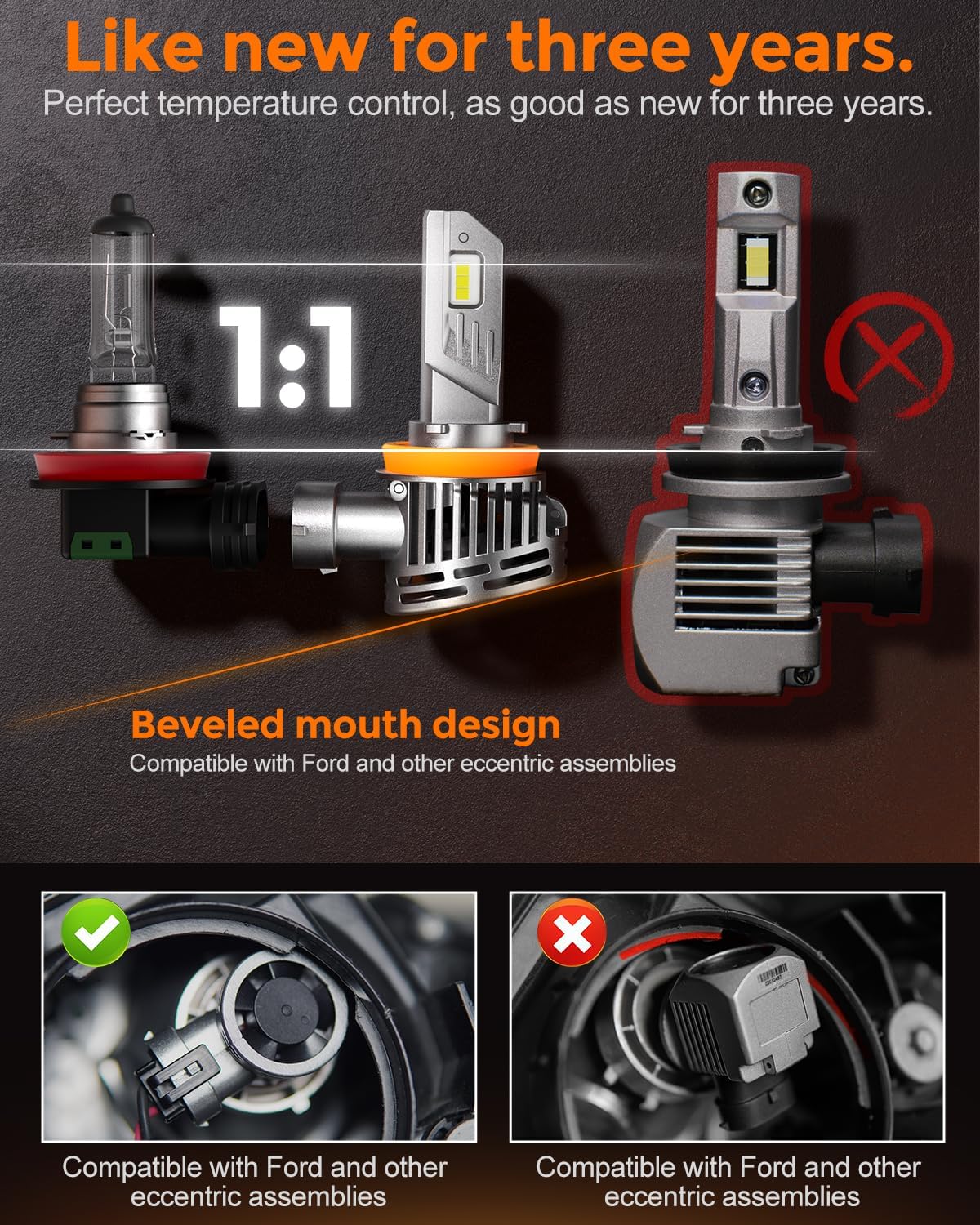 [2025 Upgrade] 90 05 90 06 Led Bulb Combo, [900% Brightest] 50000lm Brightness Fog Lights Bulbs Real 1:1 Mini Size Design, 6000k Cool White，Pack of 4