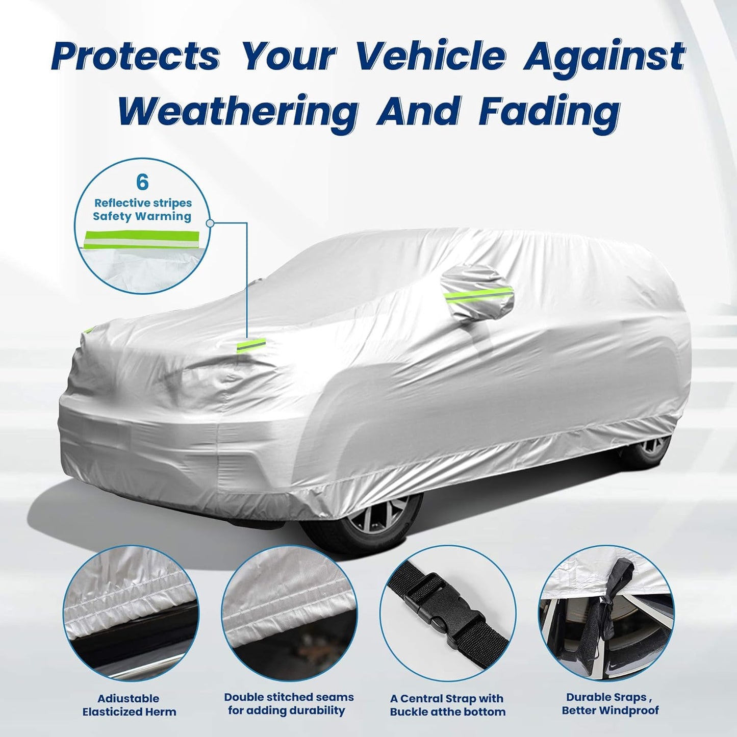 SUV Car Cover Waterproof All Weather, Outdoor Car Covers for Automobiles Car Covers Universal Fit SUV Up to 181’’