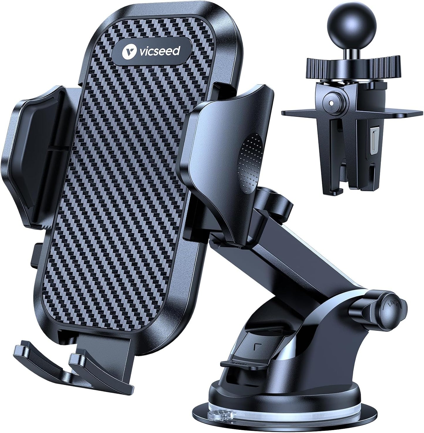 VICSEED True Military-Grade Phone Holders for Your Car [Upgraded 95+LBS Strongest Suction] Cell Phone Mount for Car Dashboard Windshield Vent Truck Boat Stand Adjustable for iPhone Android