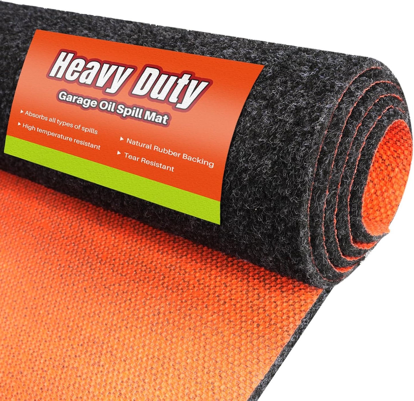 Heavy Duty Oil Spill Mat, Garage Floor Mat for Under Car, 64" X 64", Waterproof, 1/4" Rubber Backing Protects Floor, Reusable, Absorbs All Types of Spills (Black, 64" X 64")