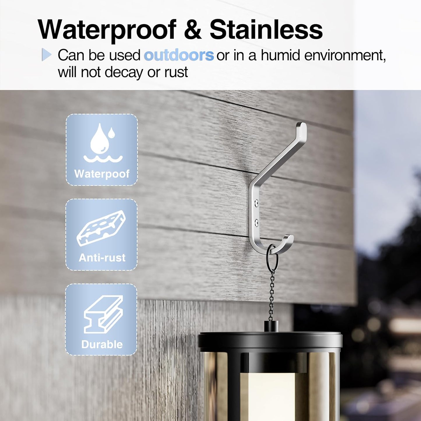 10-Pack Coat Hook for Hanging, 20LB (Max), Stainless Wall Hooks for Towel, Hat, Backpack, Key, Clothes, Wall Mounted Coat Hanger for Closet, Metal, Silver 3.75“