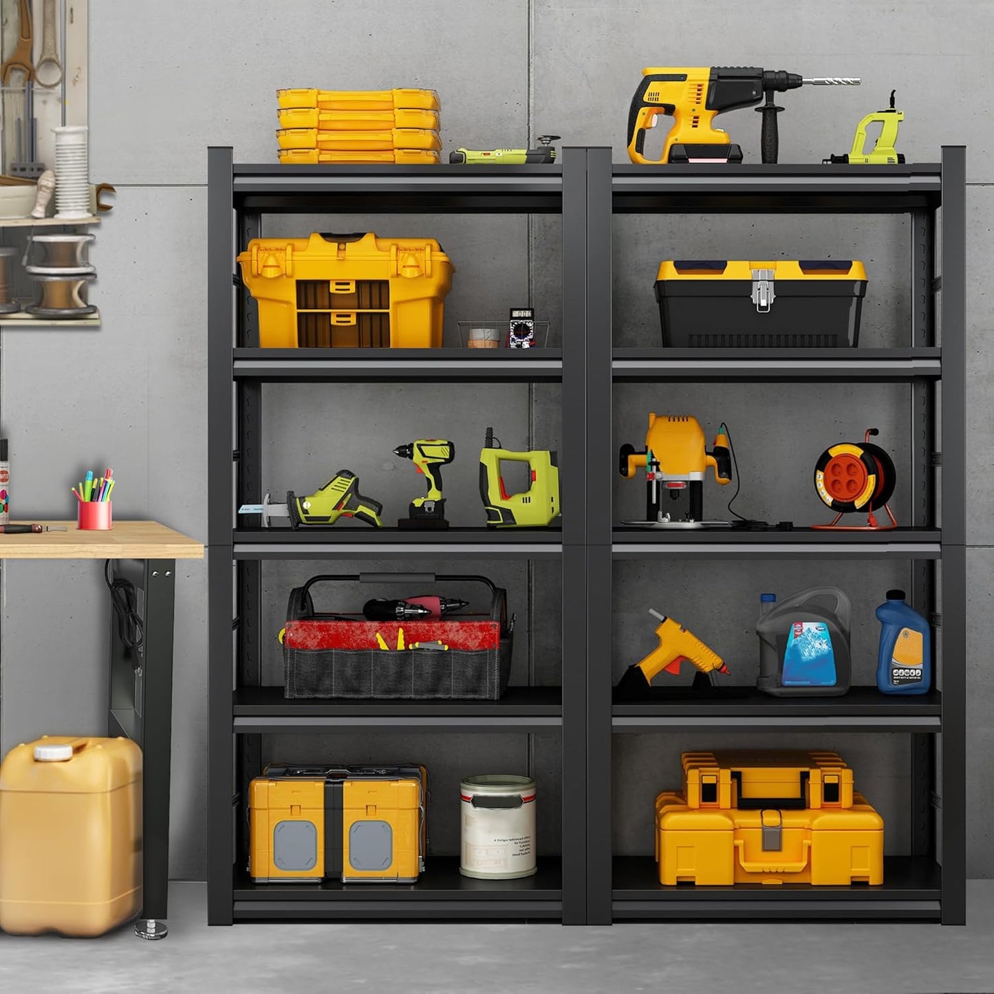 TOPKEY Metal Storage Shelf Garage Storage Shelves, Heavy Duty 5-Tier Utility Shelves for Garage, Kitchen, Warehouse, Adjustable Basement Storage Rack, Load 2500LBS, 72" H x 35.4" W x 15.8" D