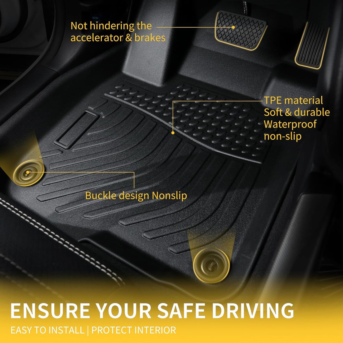 GINOWY-Floor Mats & Cargo Liner for Dodge Grand Caravan 2011-2021(Only for 7 Passenger), TPE All Weather Car Floor Mats Grand Caravan Cargo Liner Trunk Mat Trunk Liner for Grand Caravan Accessories