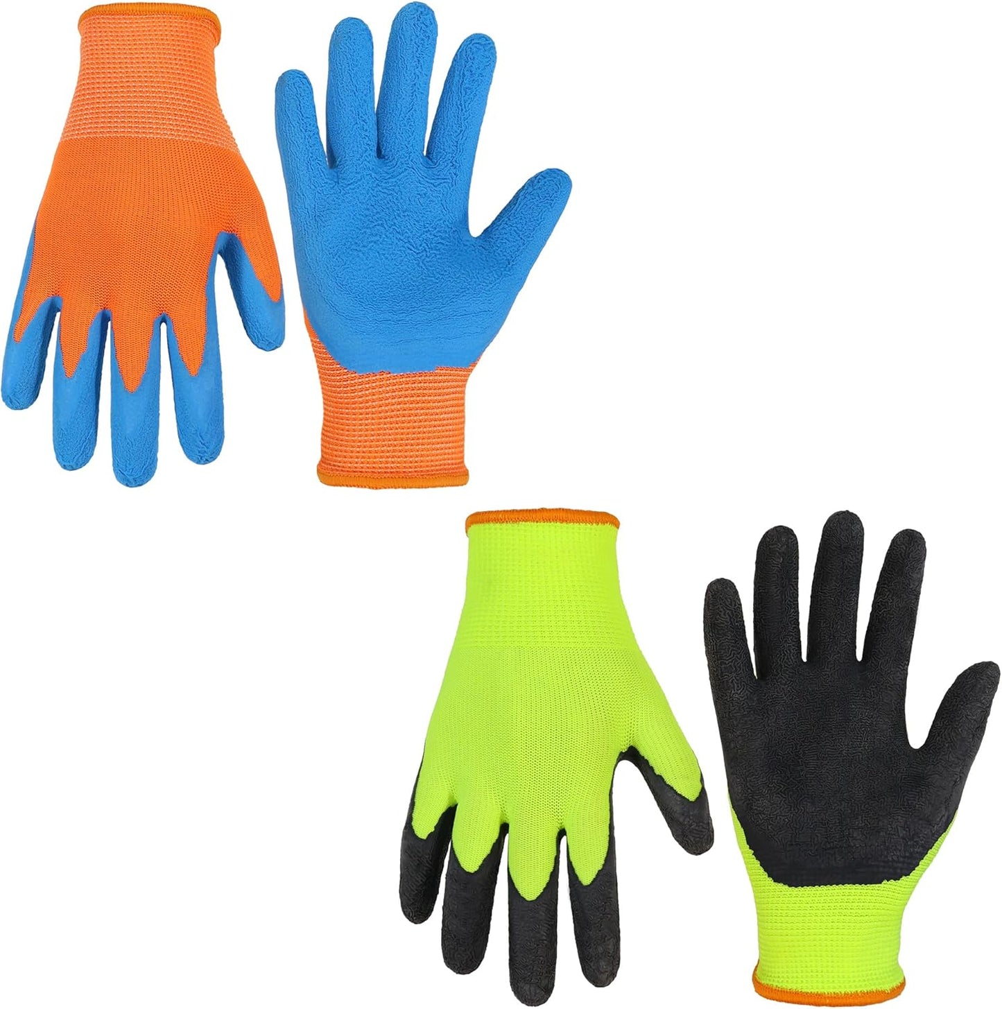 HANDLANDY 2 Pairs Kids Gardening Gripper Gloves, Foam Rubber Coated Children Toddler Garden Yard Work Outdoor Playing Gloves for Girls Boys (Size M)