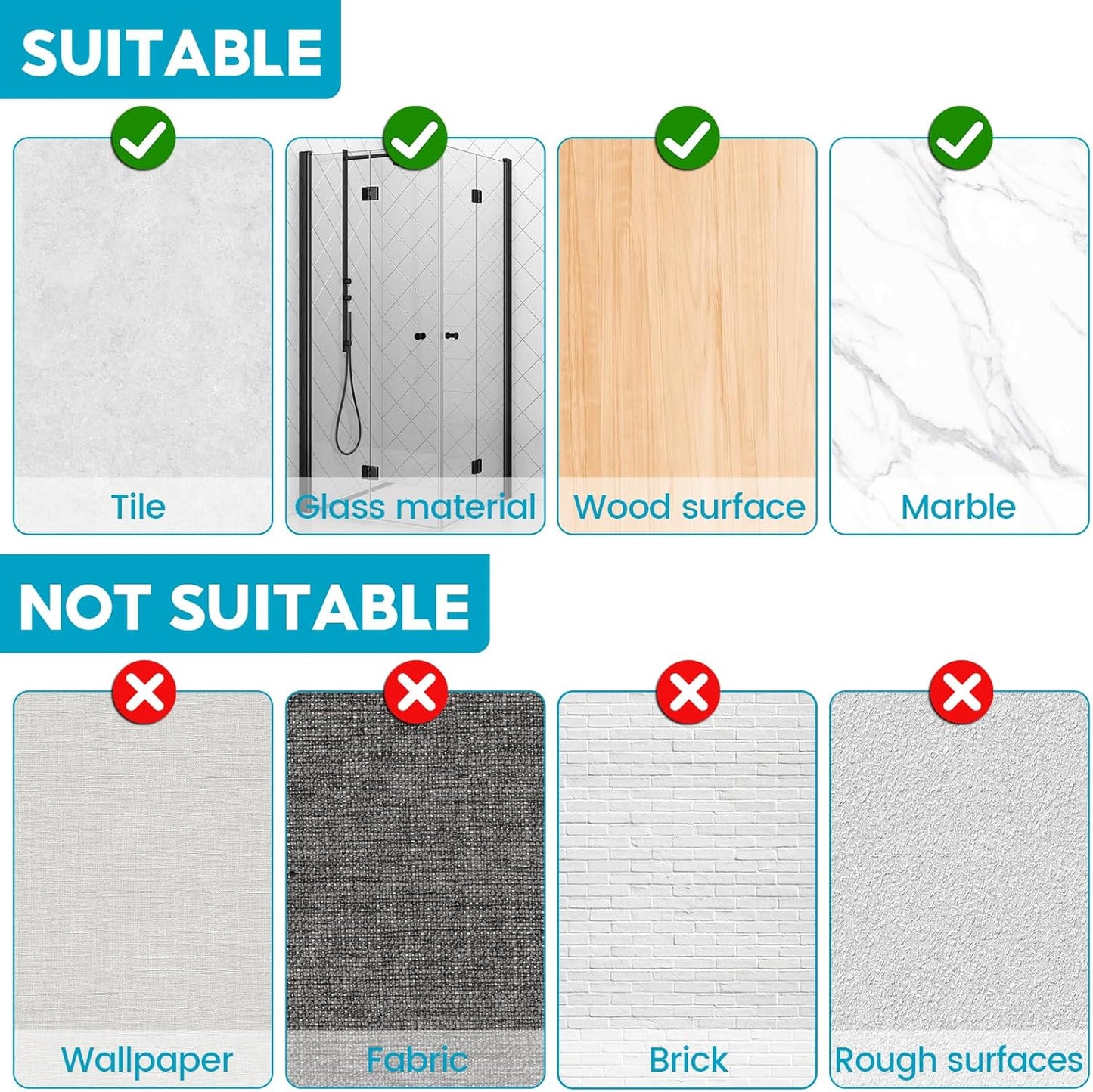 Broom Holder Wall Mount, 2 Pack Broom and Mop Organizer Wall Hanging Self Adhesive, No Drilling, Anti-Slip Broom and Mop Hanger Wall Mount Cleaning Ideal for Bathroom, Kitchen, Garden, Garage