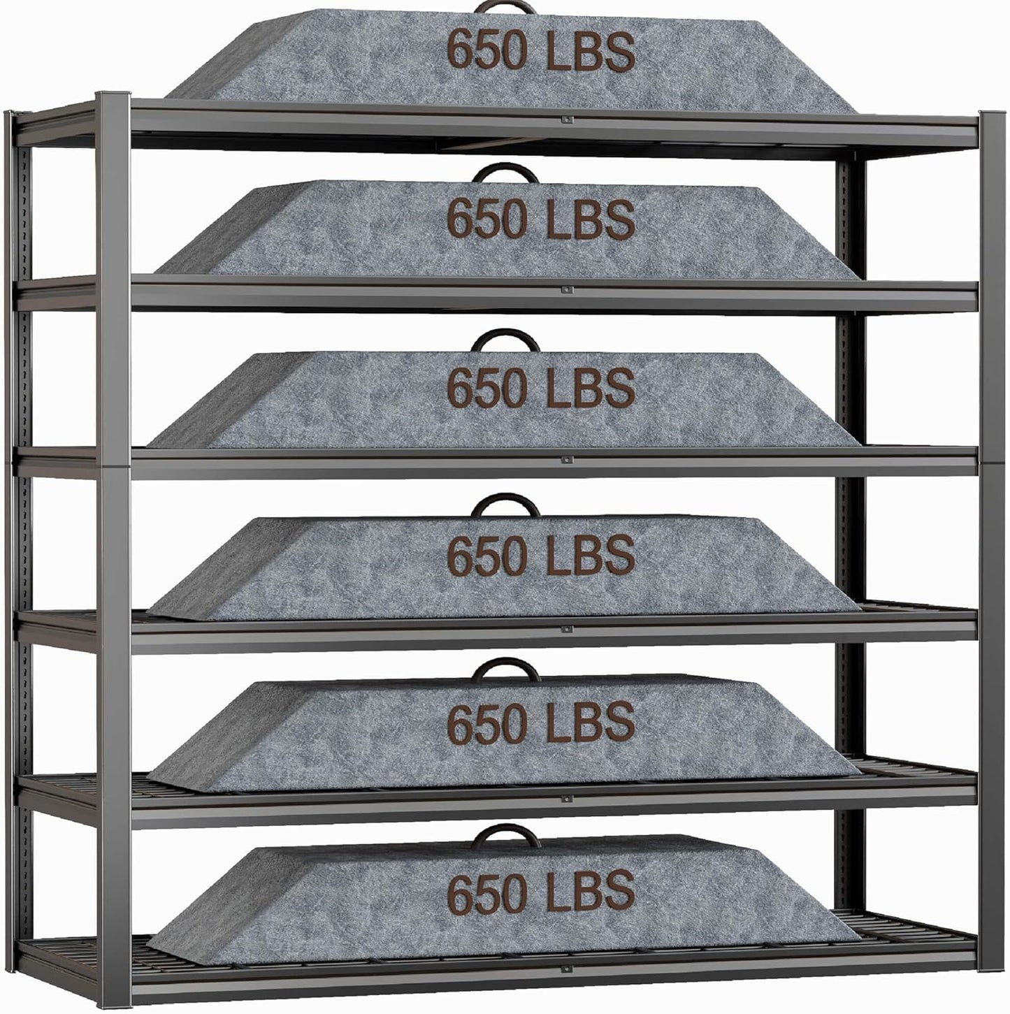 64" Wide 6-Tier Garage Shelving Unit, 64" W x 24" D x 84" H, Heavy Duty Garage Storage Shelves,3900 LBS Capacity, Industrial Adjustable Shelves for Basement Warehouse