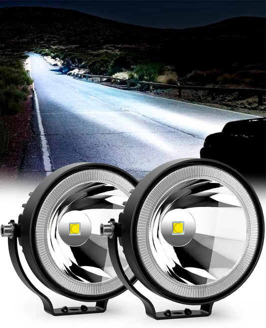 NAOEVO 4 Inch Round LED Pod Lights, 60W 6000LM LED Spot Off Road/Driving/Fog Lights for Truck Car ATV UTV Boat Motorcycle, 2-Pack (White)