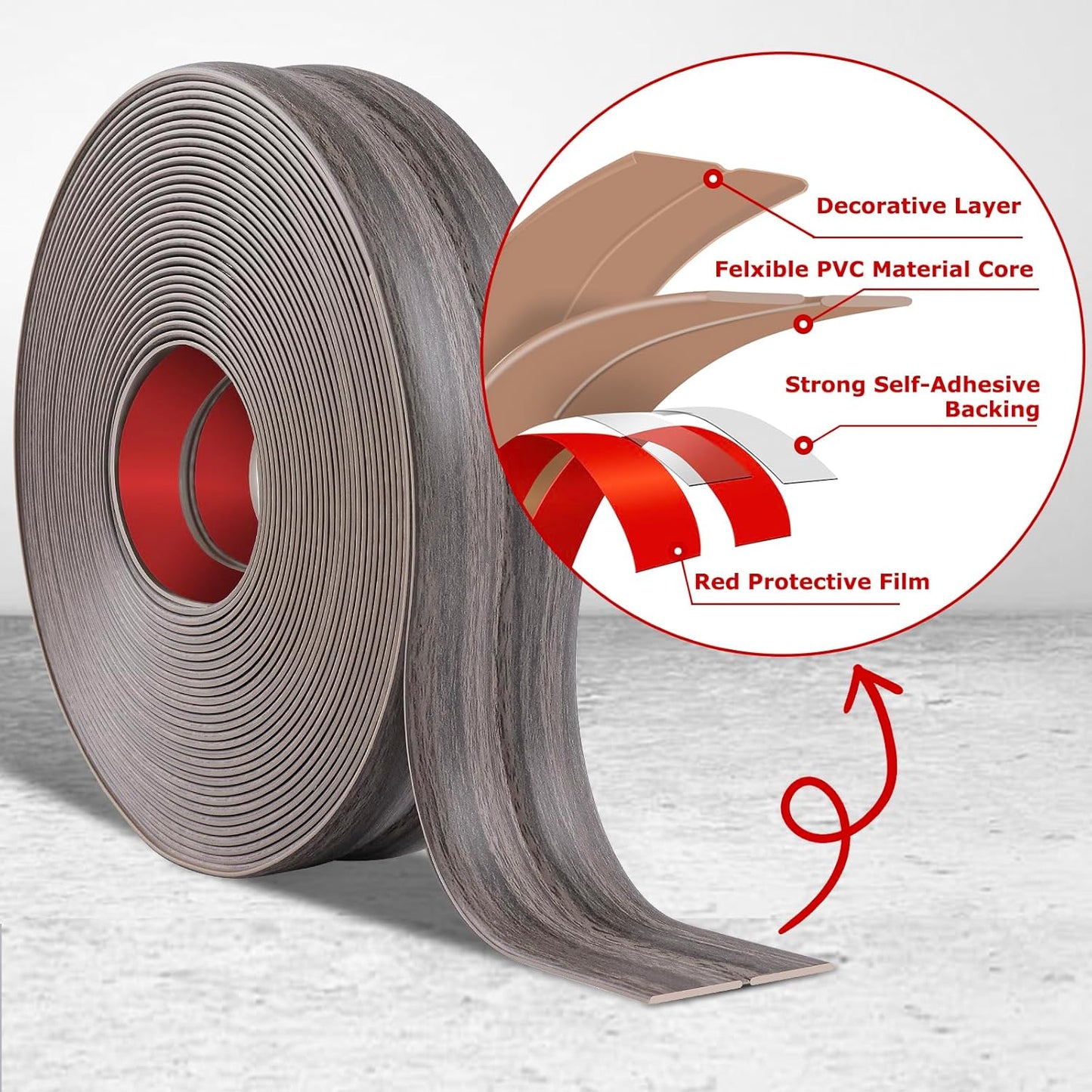 Flexible Wall Corner Protector Moulding Trim Peel and Stick Wall Corner Guards Edge Protector Self Adhesive Molding Trim Strip for Edge Ceiling (Brown Walnut Wood Grain, 2.4 in x 10 Ft)