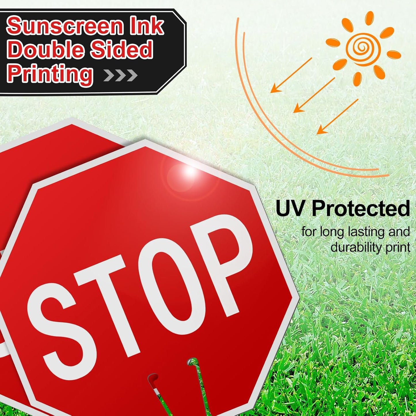 Geetery 12 Pcs Stop Signs 12 x 12 Inches PVC Traffic Cones Top Warning Signs Double Sided for Street Road Barricade Outdoor Weather Resistant Construction