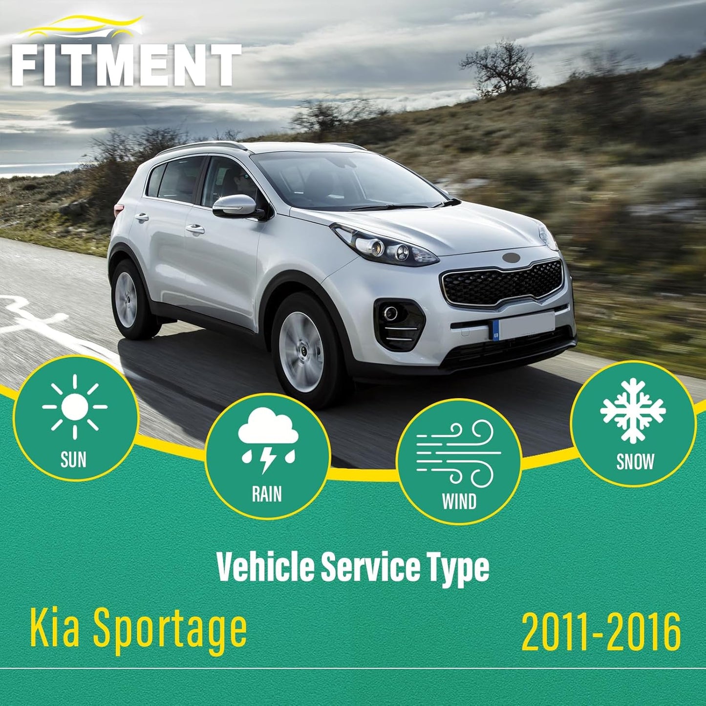 24" 18" 12" Windshield Wiper Blades Replacement for Kia Sportage 2011 2012 2013 2014 2015 2016 Premium All Weather Front Rear Wipers Set - OEM Quality (Pack of 3)