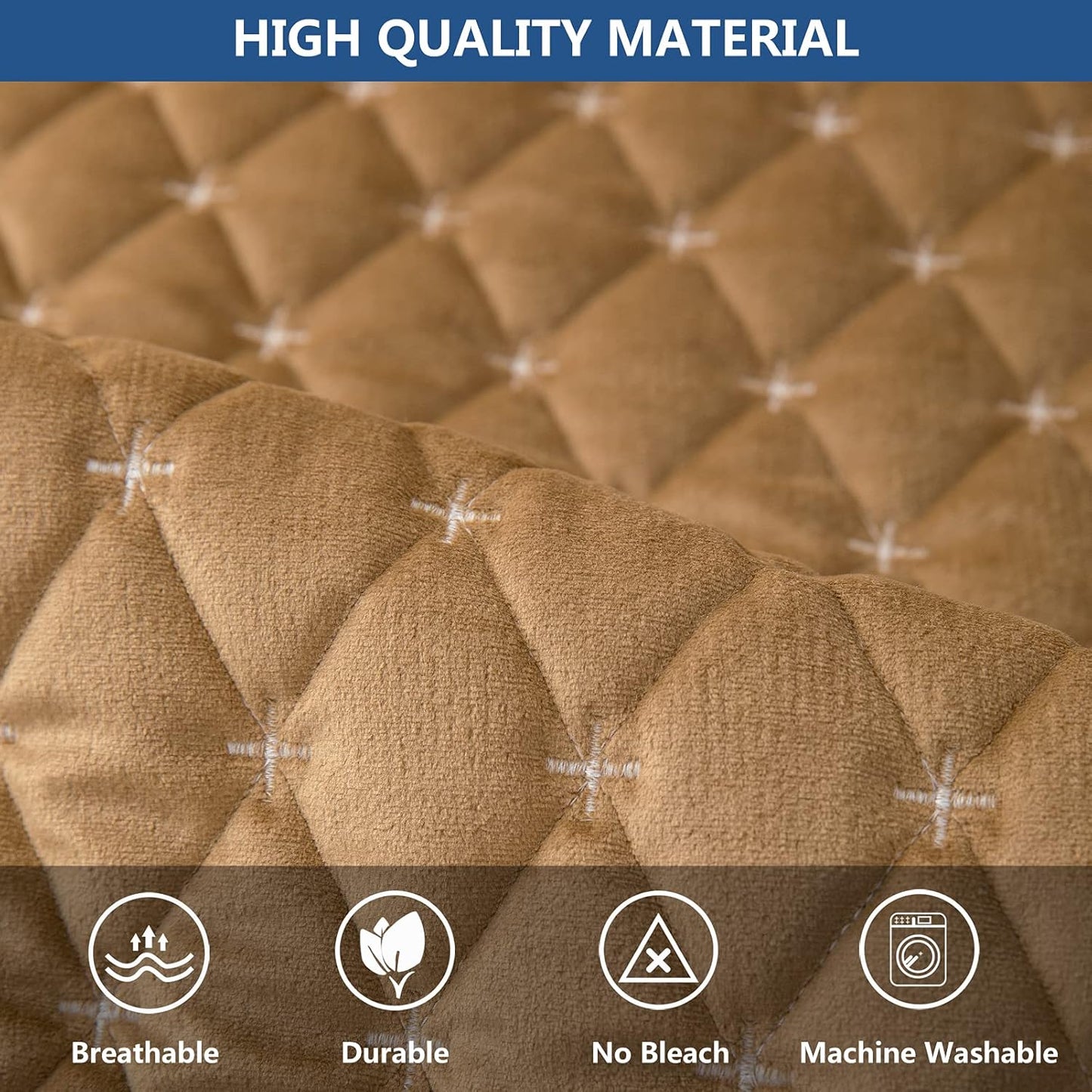 Eismodra Couch Cover,Sectional Couch Covers,Sofa Covers for 3 Cushion Couch,Anti-Slip Sofa Slipcovers for Dogs Cats Kids Loveseat Recliner L Shaped Armrest Backrest,Coffee 43''x63''(Only 1 Piece)